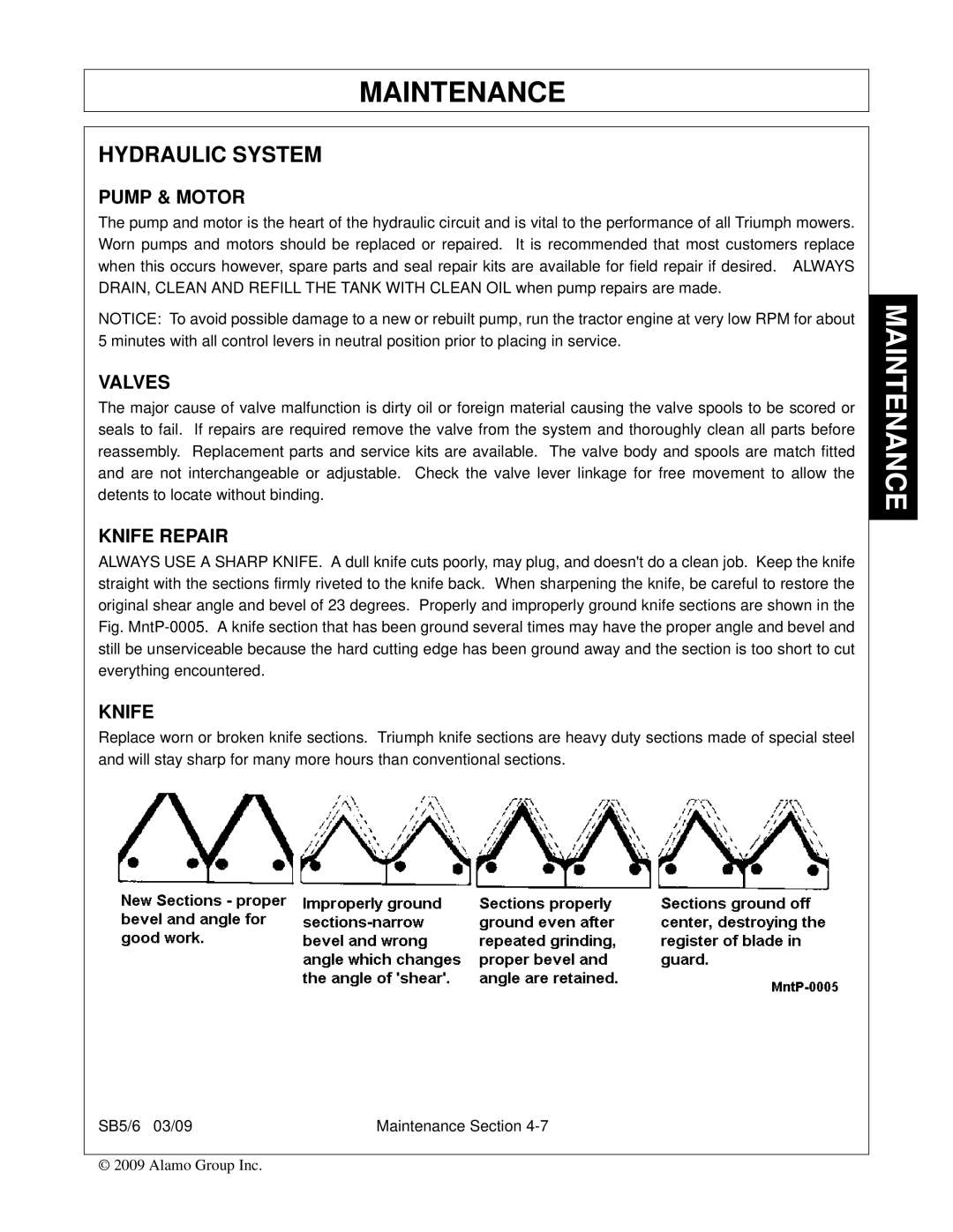 Alamo 5, 6 manual Hydraulic System, Pump & Motor 