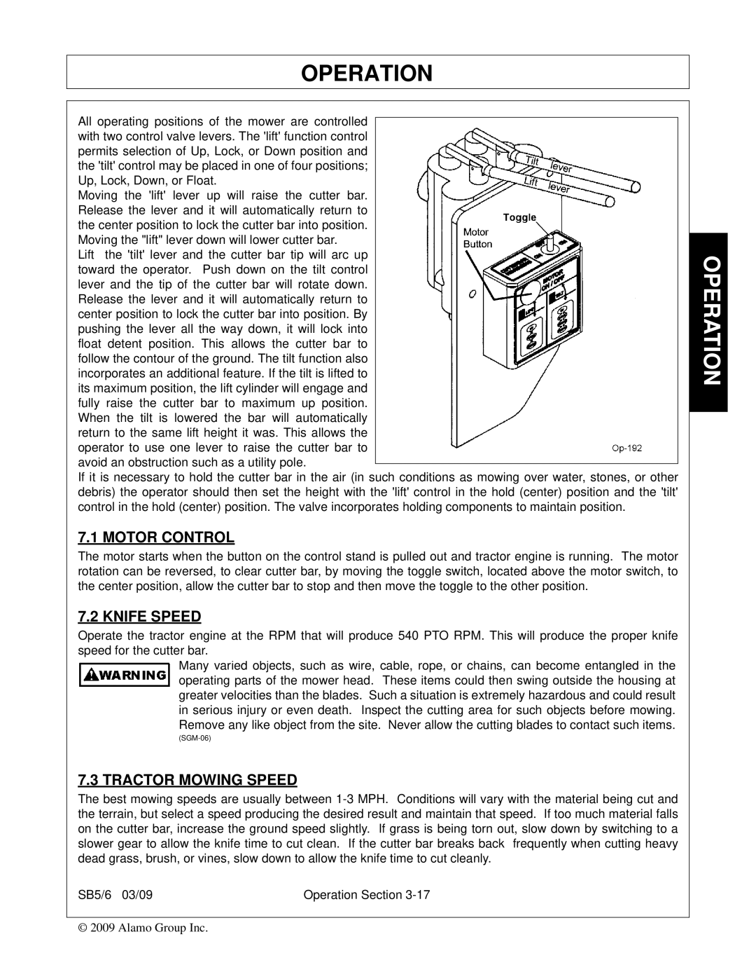 Alamo 5, 6 manual Motor Control 