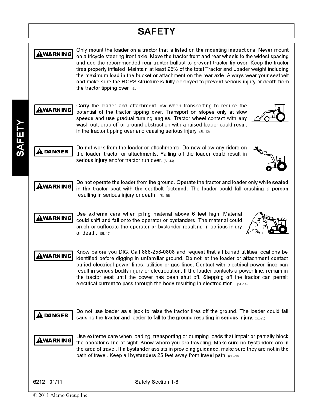 Alamo 6212 manual Safety 