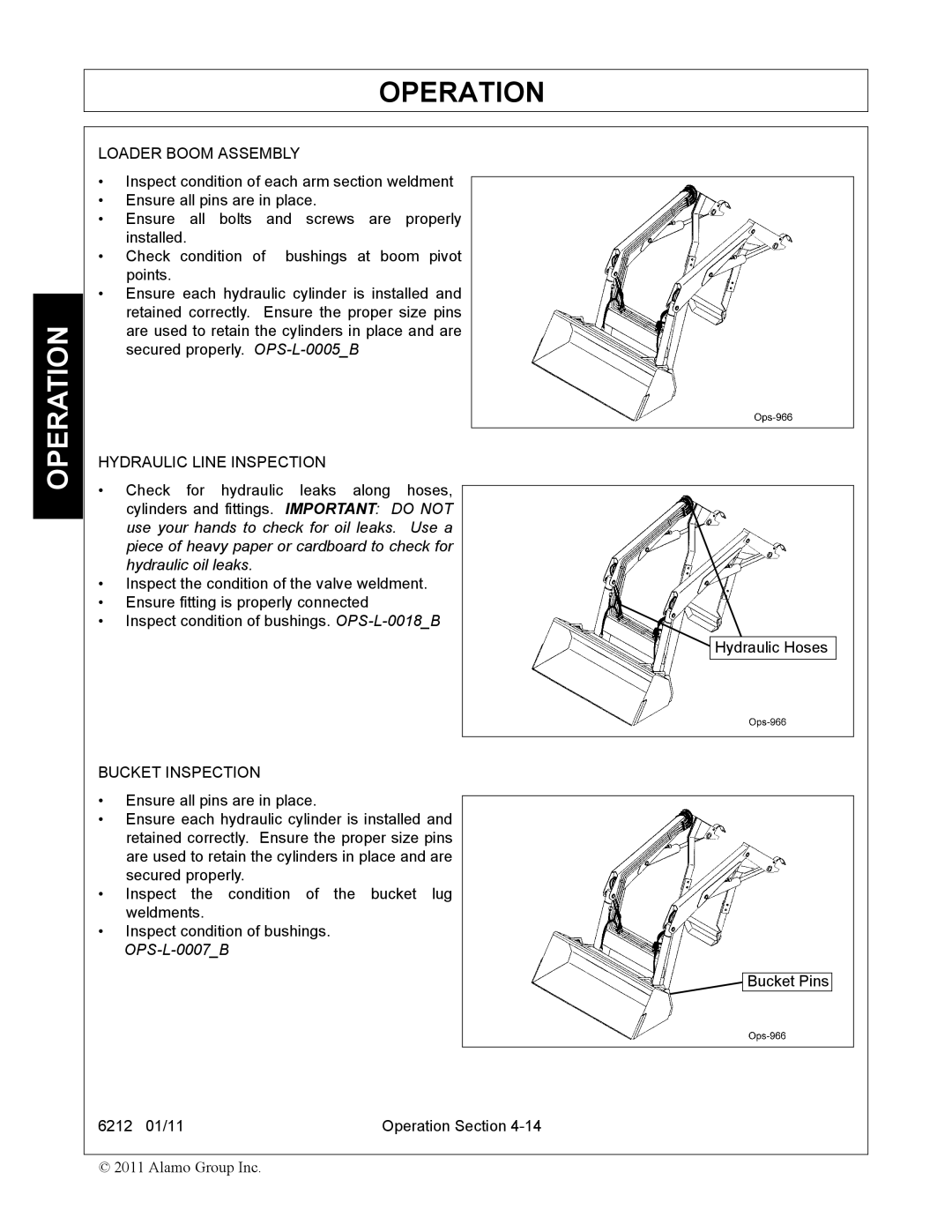 Alamo 6212 manual OPS-L-0007B 