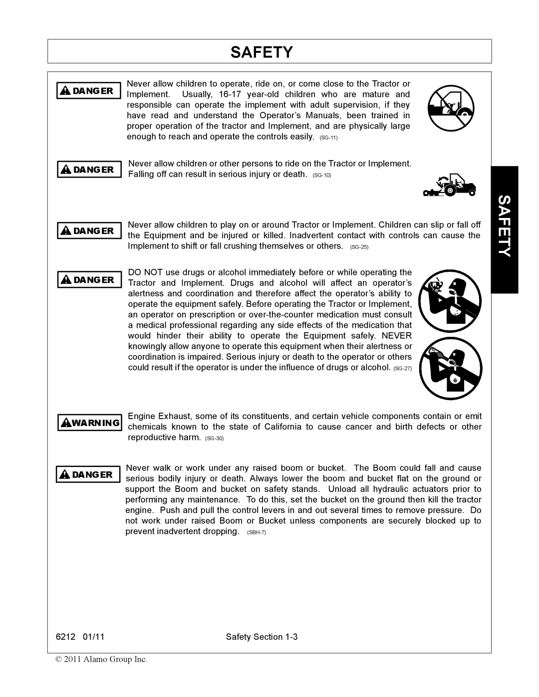 Alamo manual 6212 01/11 Safety Section 