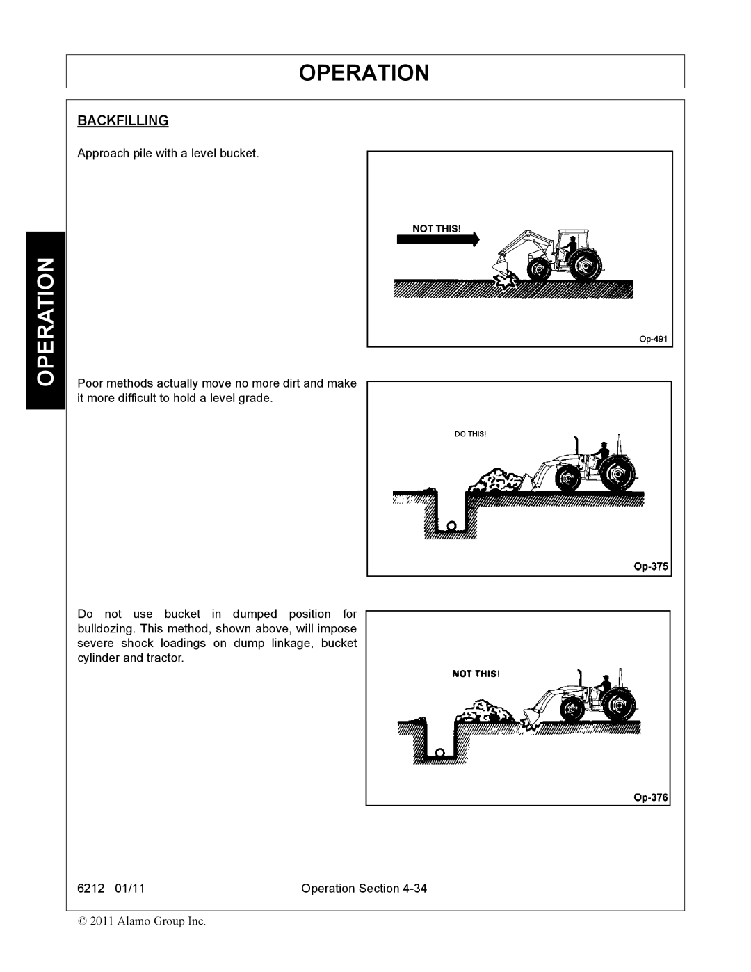 Alamo 6212 manual Backfilling 