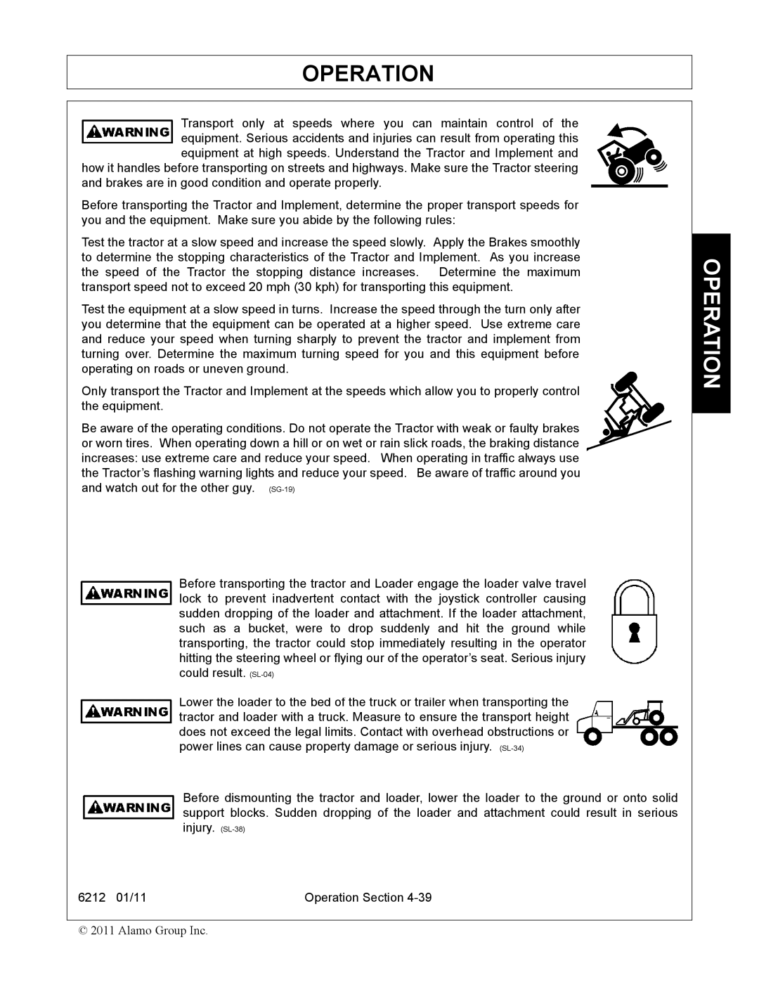 Alamo 6212 manual Operation 