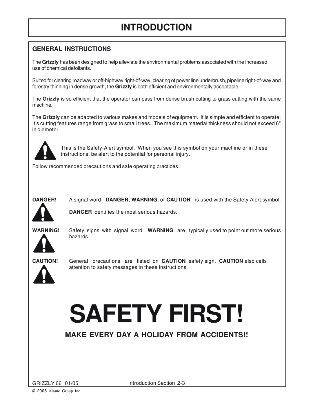 Alamo 66 manual Safety First 