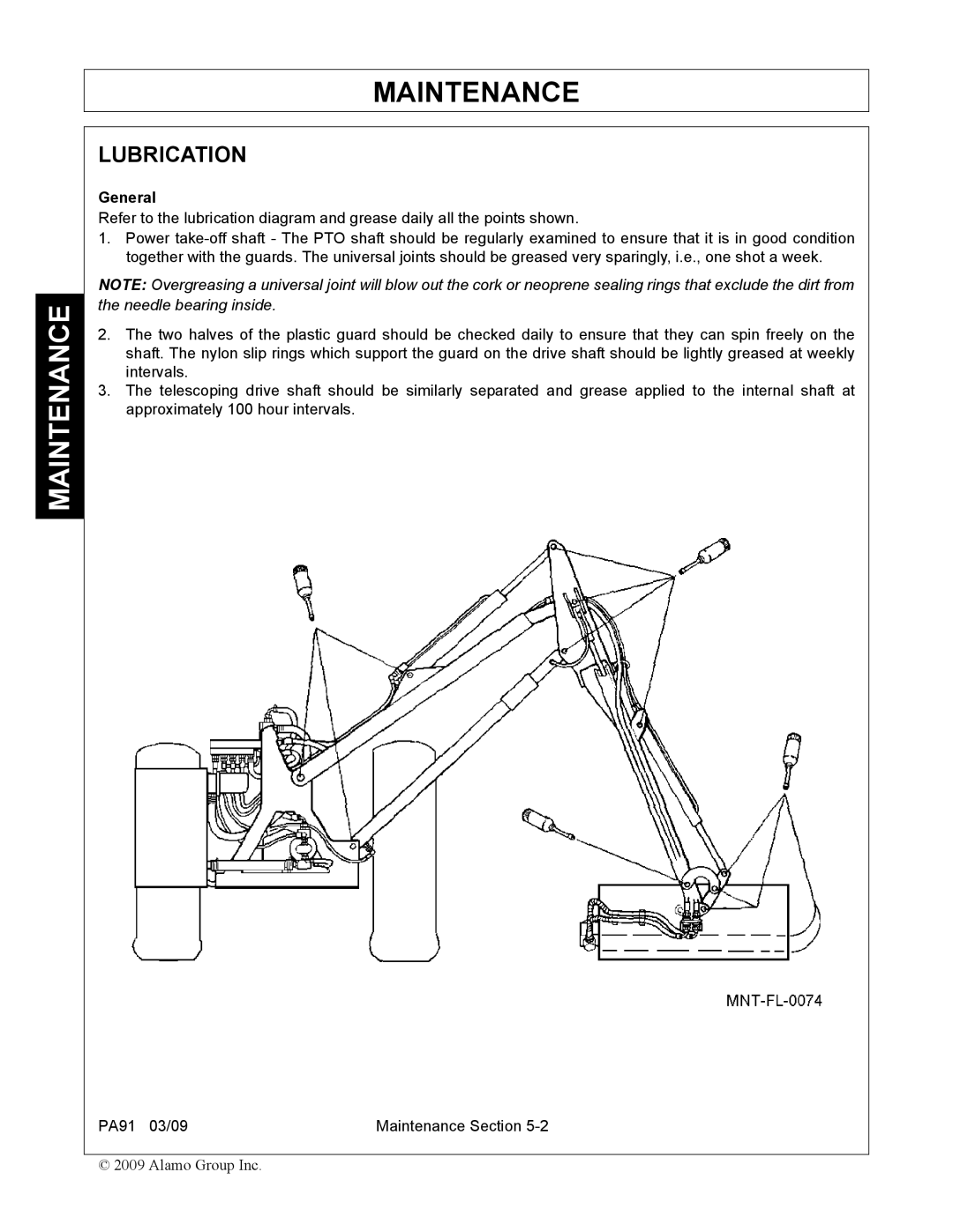 Alamo 7191852C manual Lubrication, General 