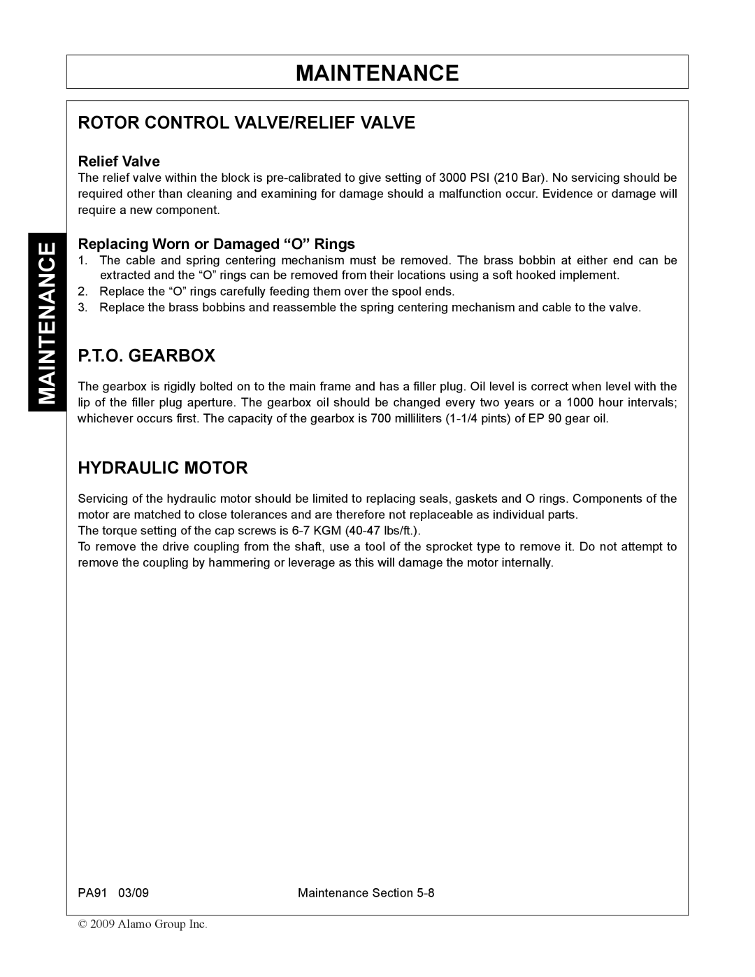 Alamo 7191852C manual Rotor Control VALVE/RELIEF Valve, O. Gearbox, Hydraulic Motor, Relief Valve 