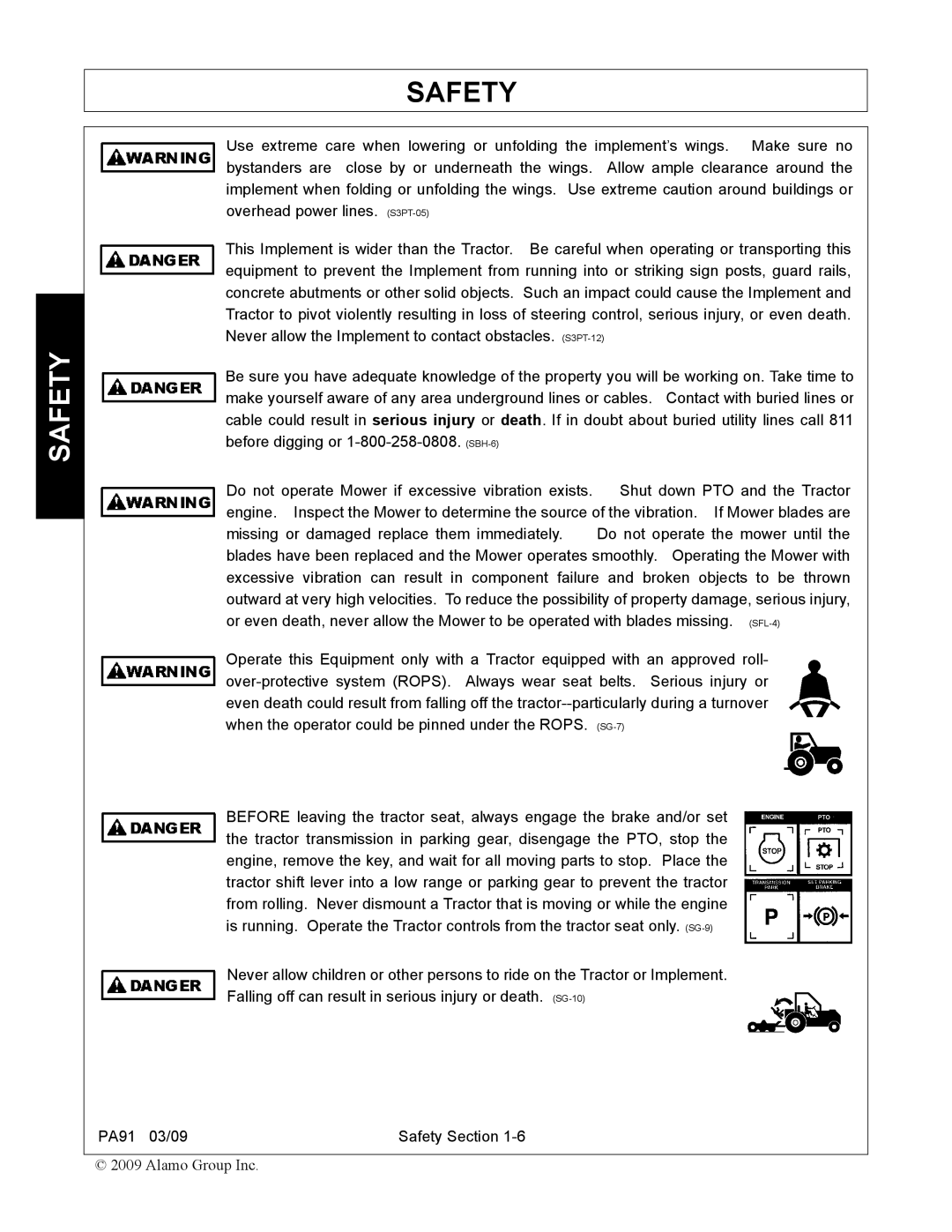 Alamo 7191852C manual Safety 