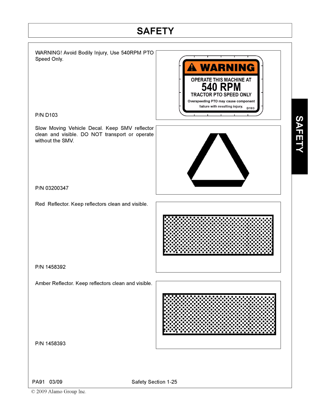 Alamo 7191852C manual Safety 