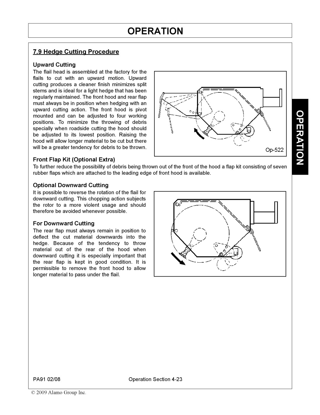 Alamo 7191852C manual Hedge Cutting Procedure, Upward Cutting 