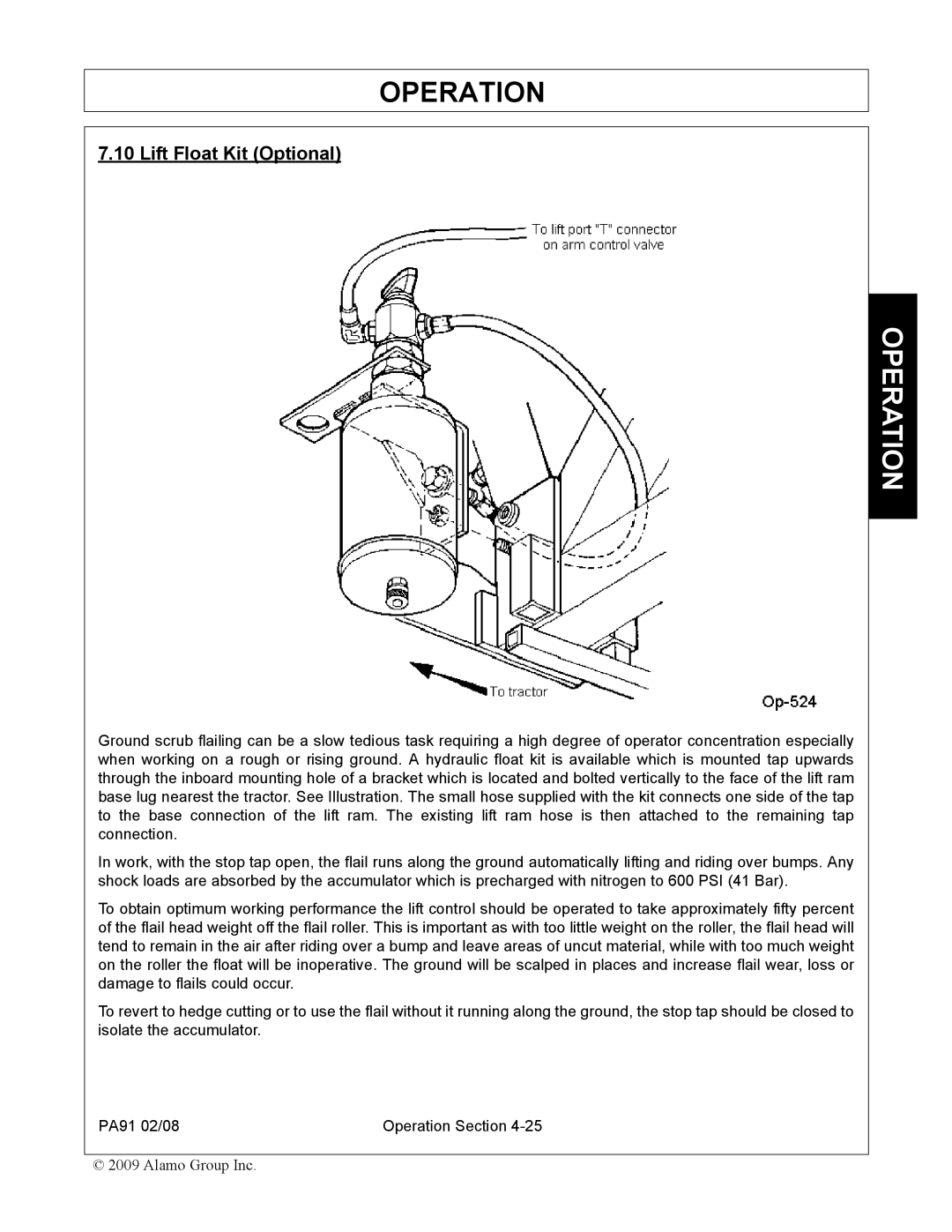 Alamo 7191852C manual Lift Float Kit Optional 