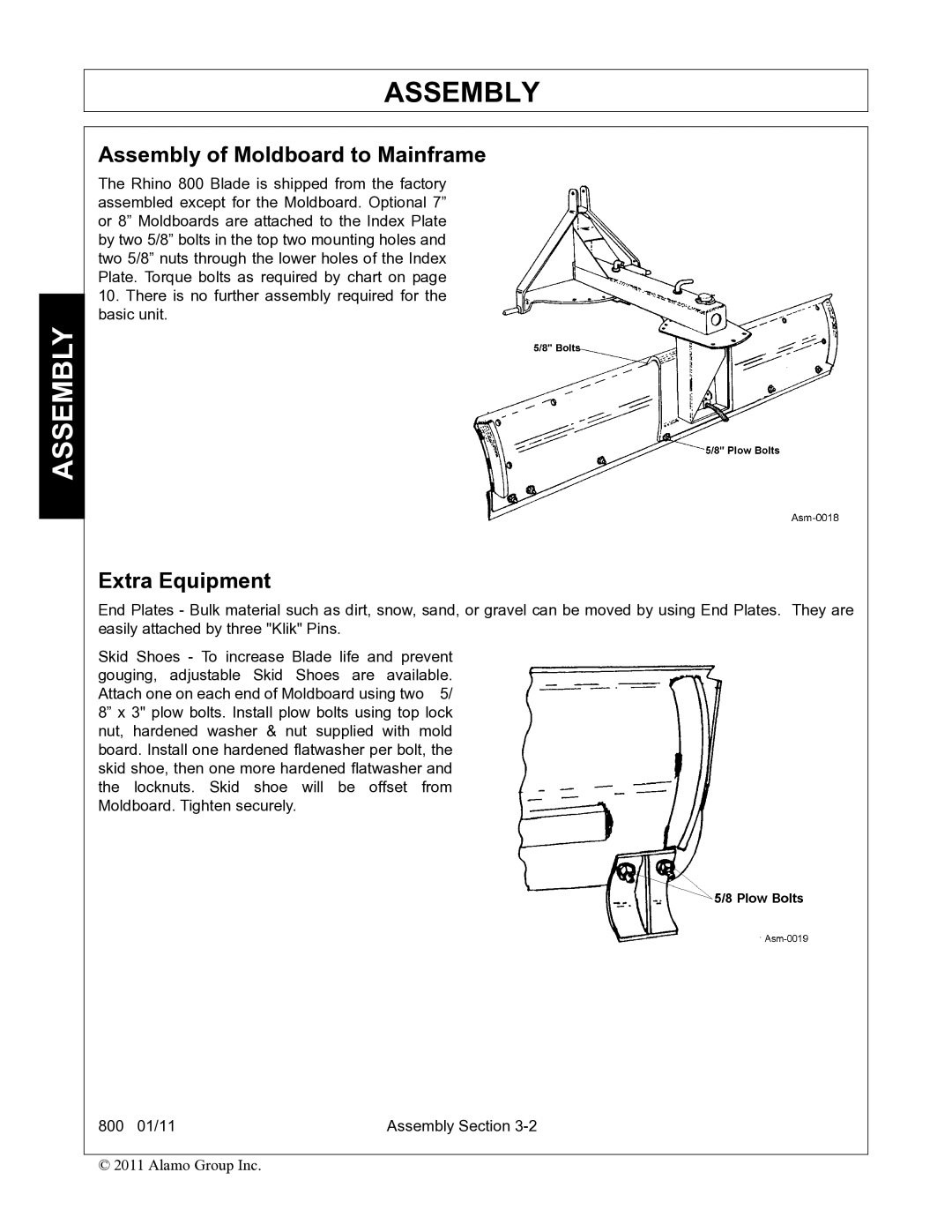 Alamo 800 manual Assembly 