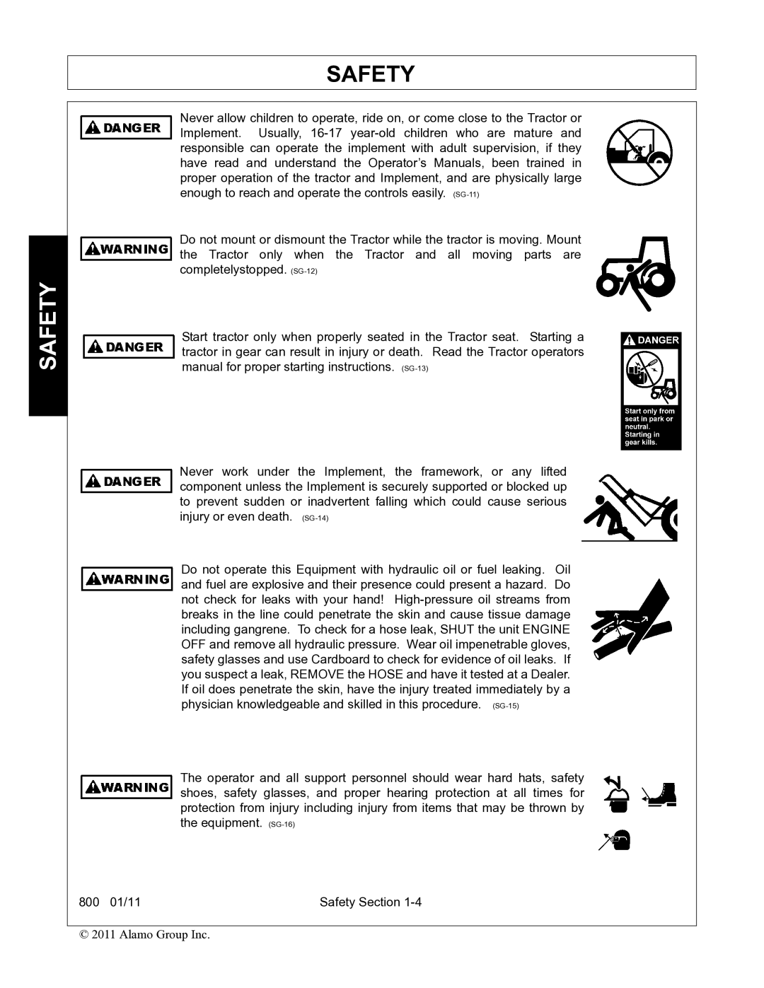 Alamo 800 manual Safety 