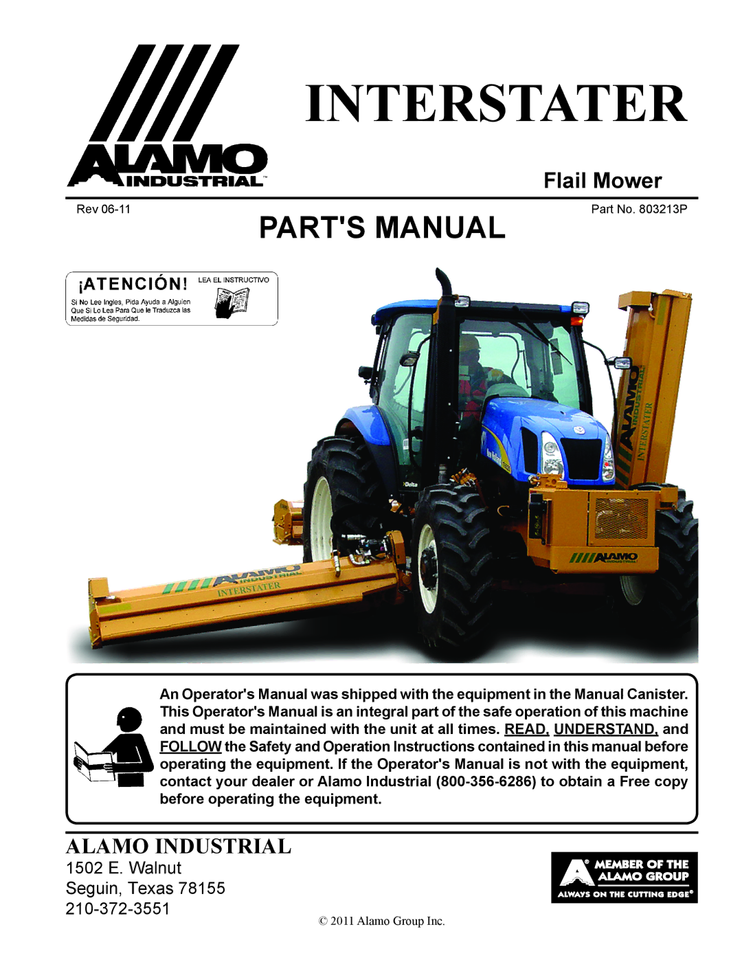 Alamo 803213P manual Interstater 