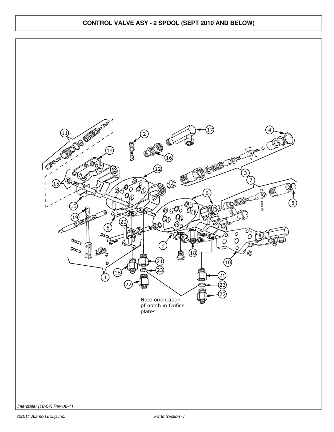 Alamo 803213P manual Control Valve ASY 2 Spool Sept 2010 and below 