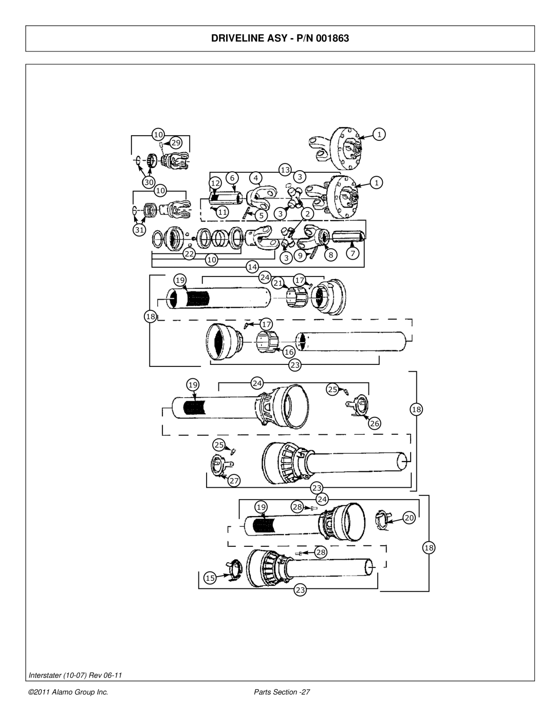 Alamo 803213P manual Driveline ASY P/N 