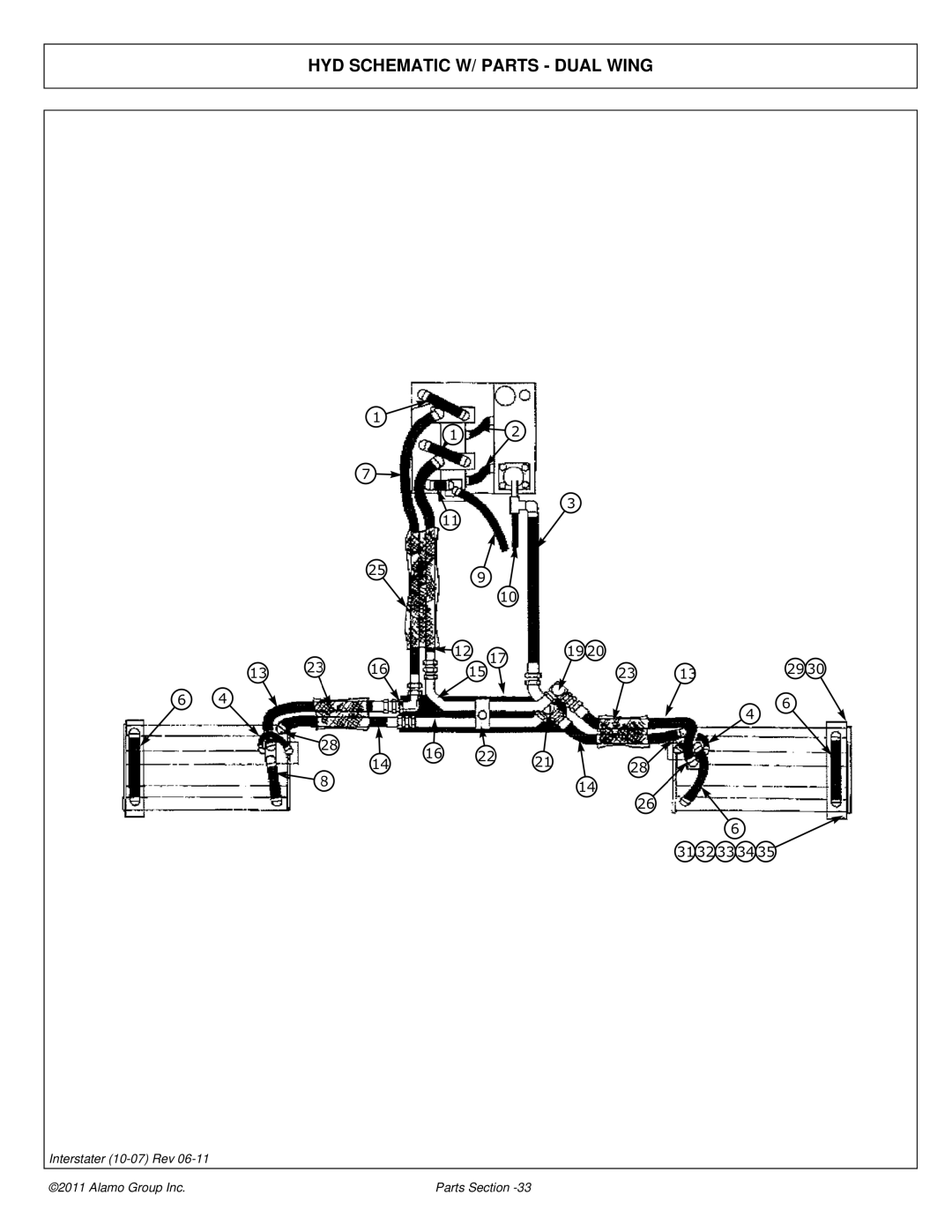 Alamo 803213P manual HYD Schematic W/ Parts Dual Wing 