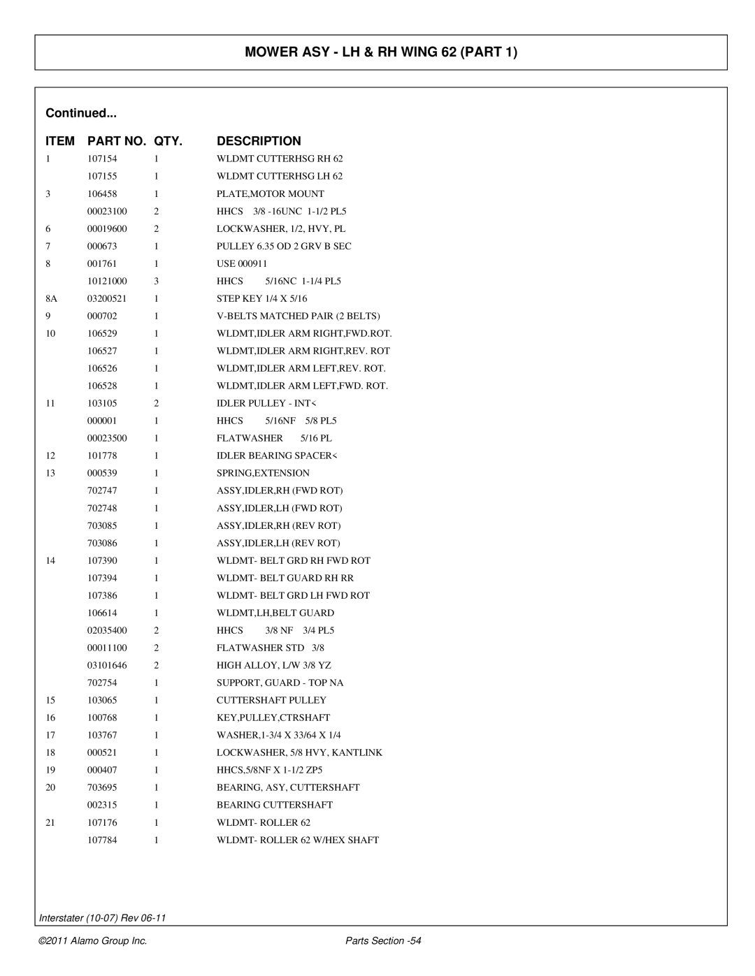 Alamo 803213P Wldmt Cutterhsg RH, Wldmt Cutterhsg LH, LOCKWASHER, 1/2, HVY, PL, Pulley 6.35 OD 2 GRV B SEC, WLDMT- Roller 