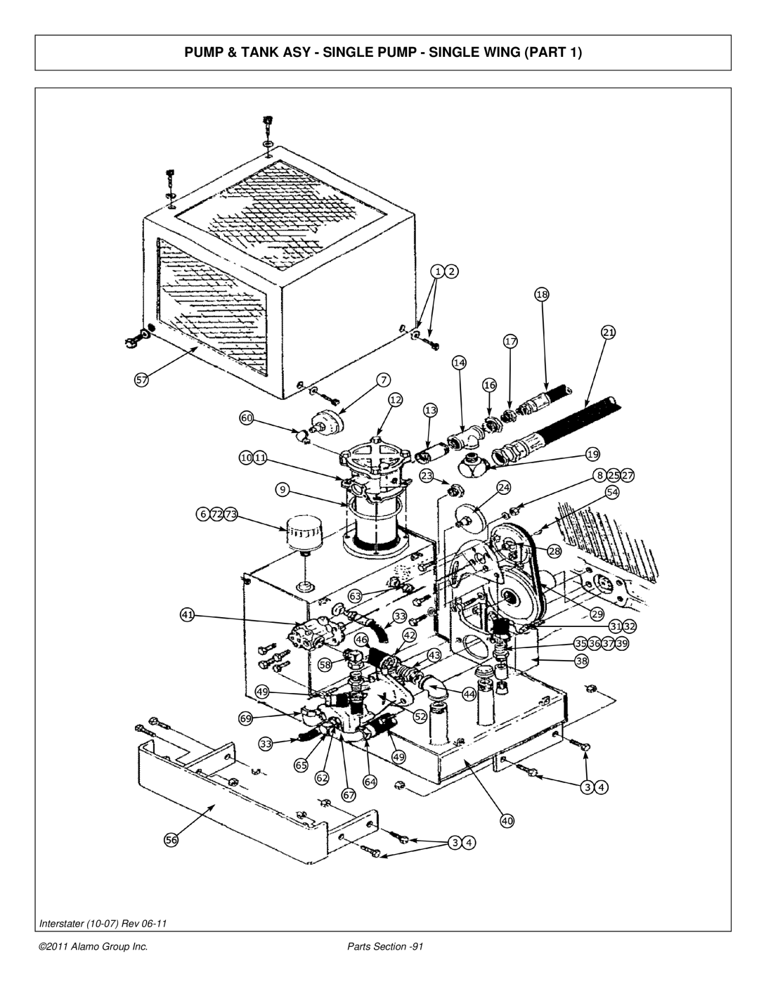 Alamo 803213P manual Pump & Tank ASY Single Pump Single Wing Part 