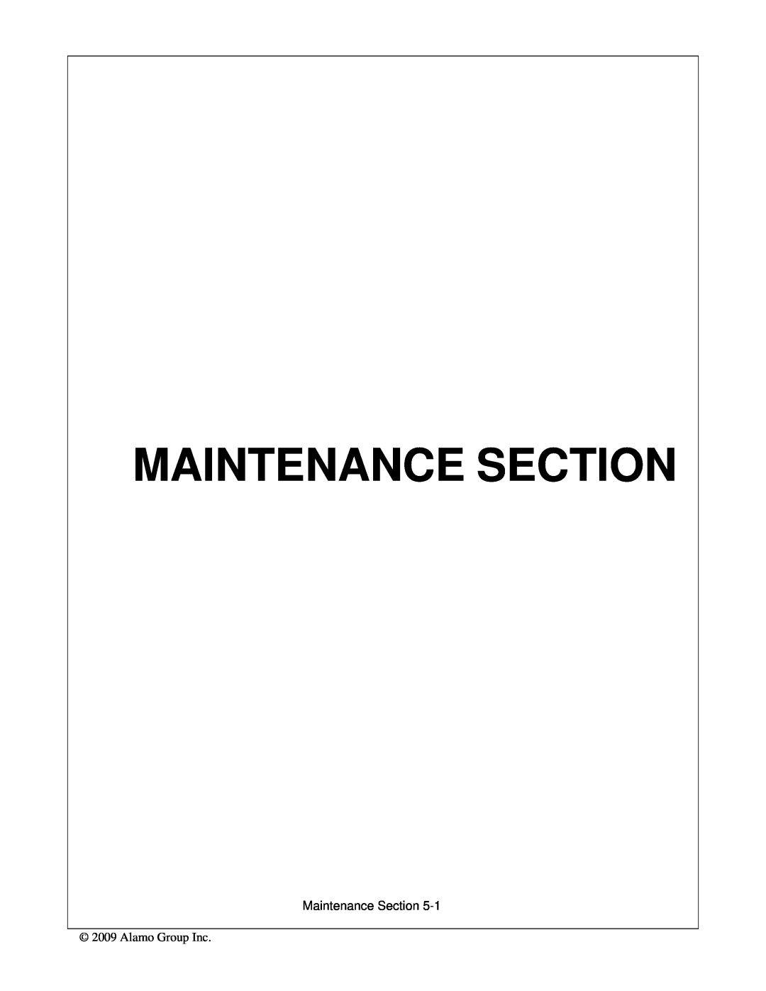 Alamo 803350C manual Maintenance Section 