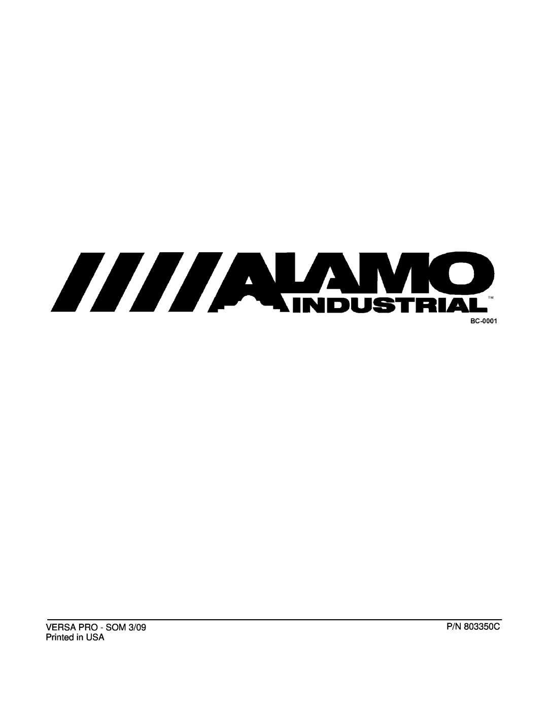 Alamo manual VERSA PRO - SOM 3/09, P/N 803350C, Printed in USA 