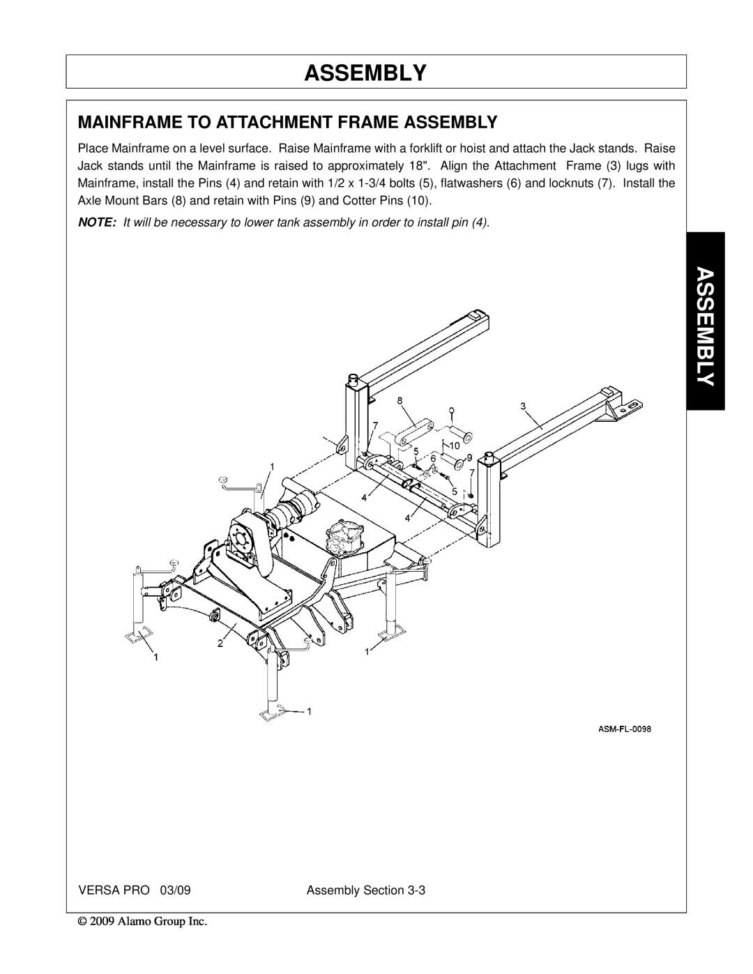 Alamo 803350C manual Mainframe To Attachment Frame Assembly 