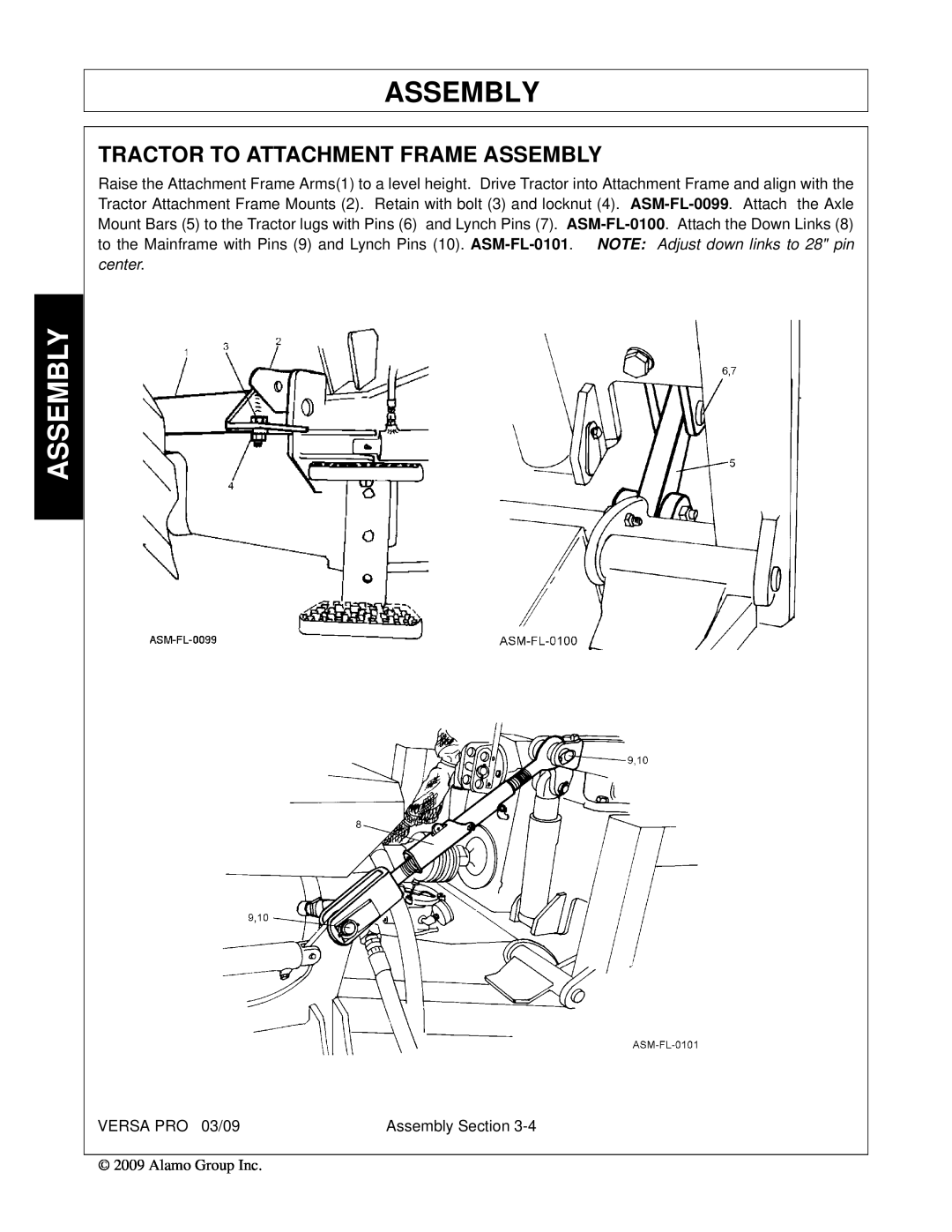 Alamo 803350C manual Tractor To Attachment Frame Assembly 