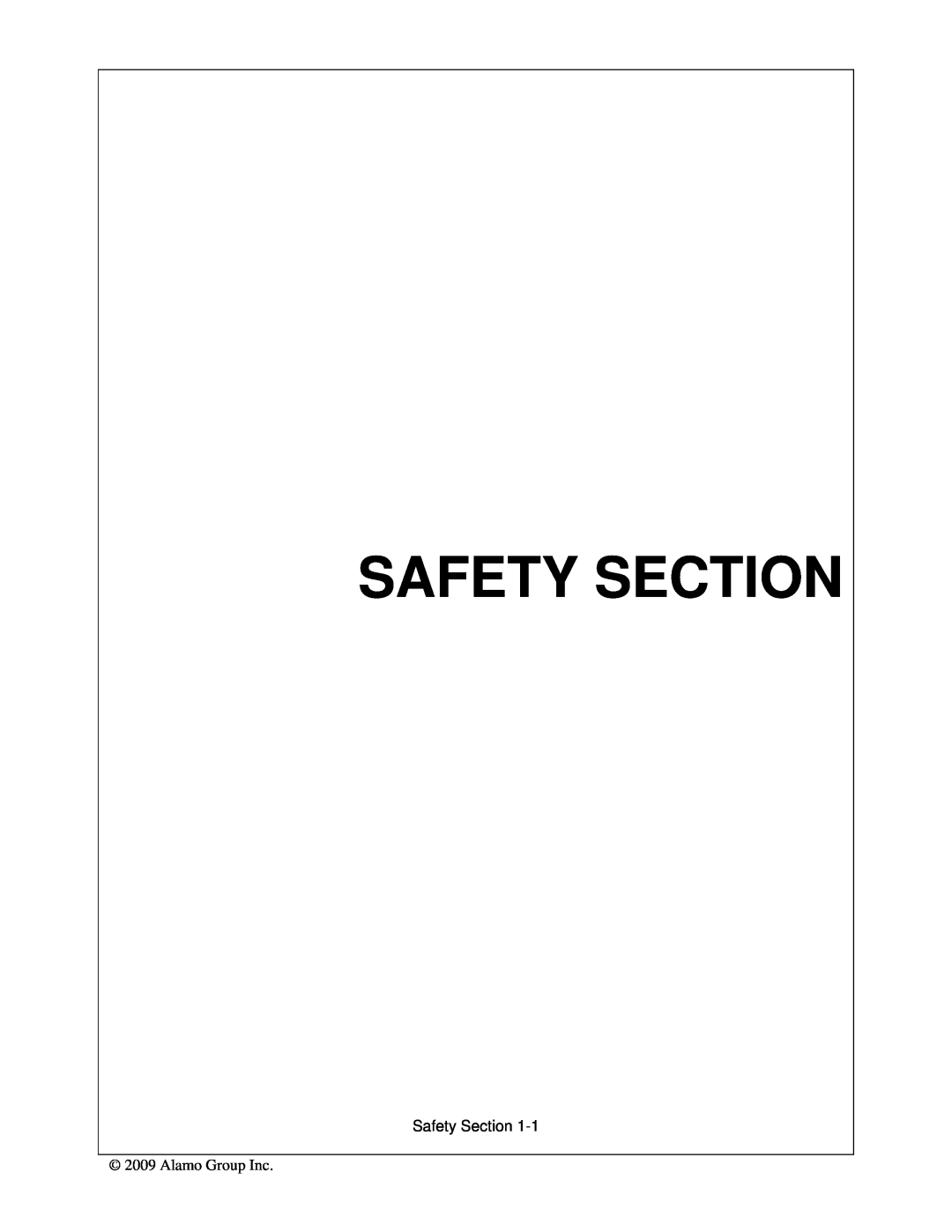 Alamo 803350C manual Safety Section 