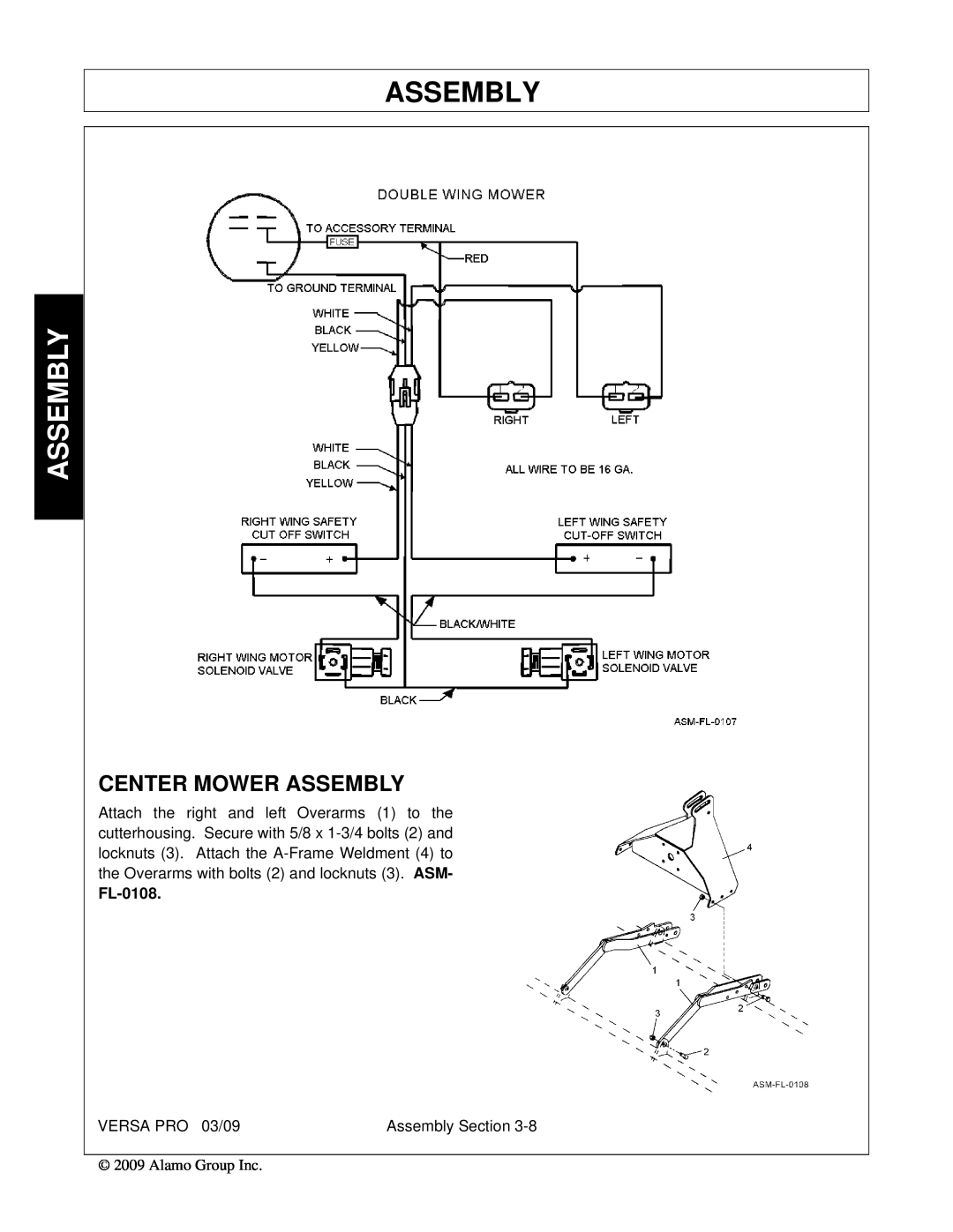 Alamo 803350C manual Center Mower Assembly, FL-0108 