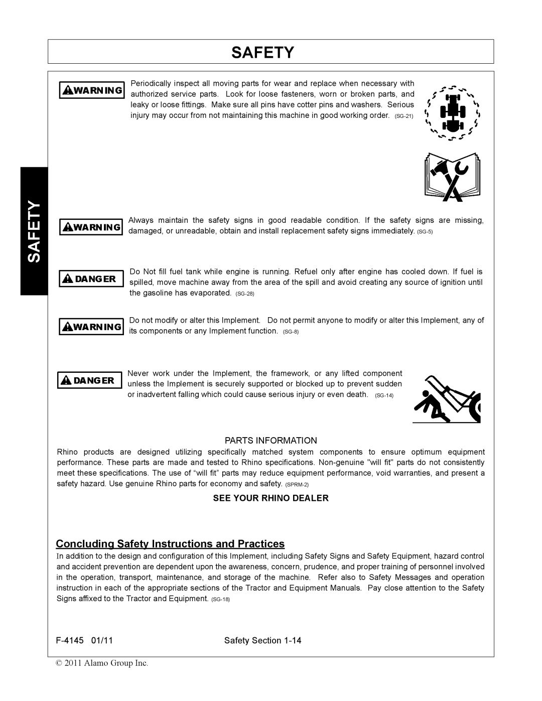 Alamo 95C manual Parts Information, See Your Rhino Dealer 