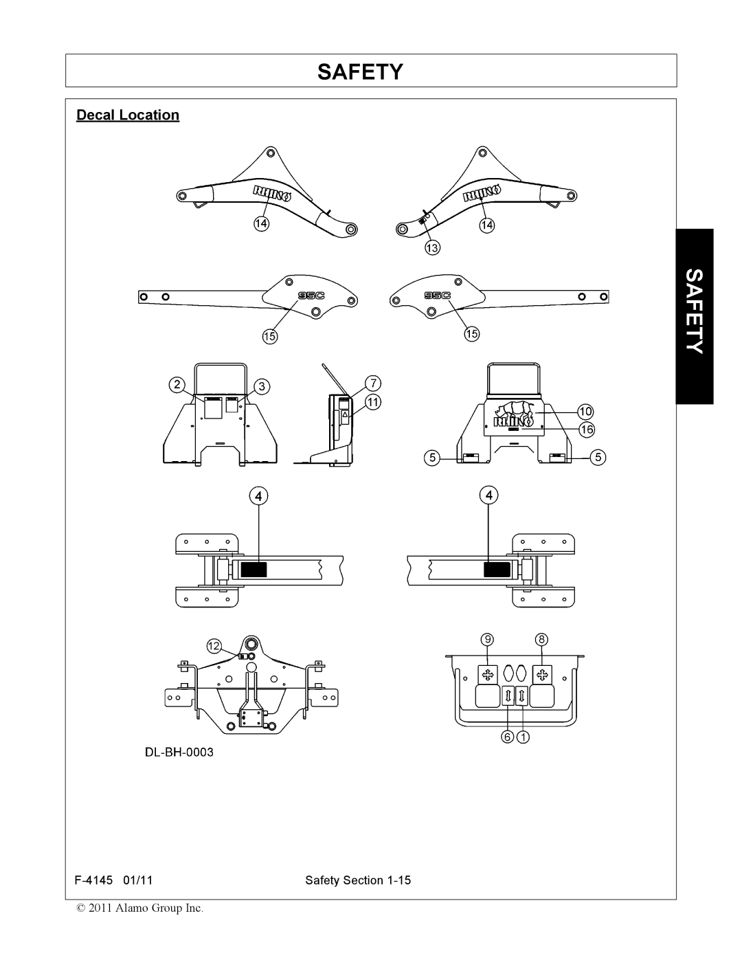 Alamo 95C manual Decal Location 