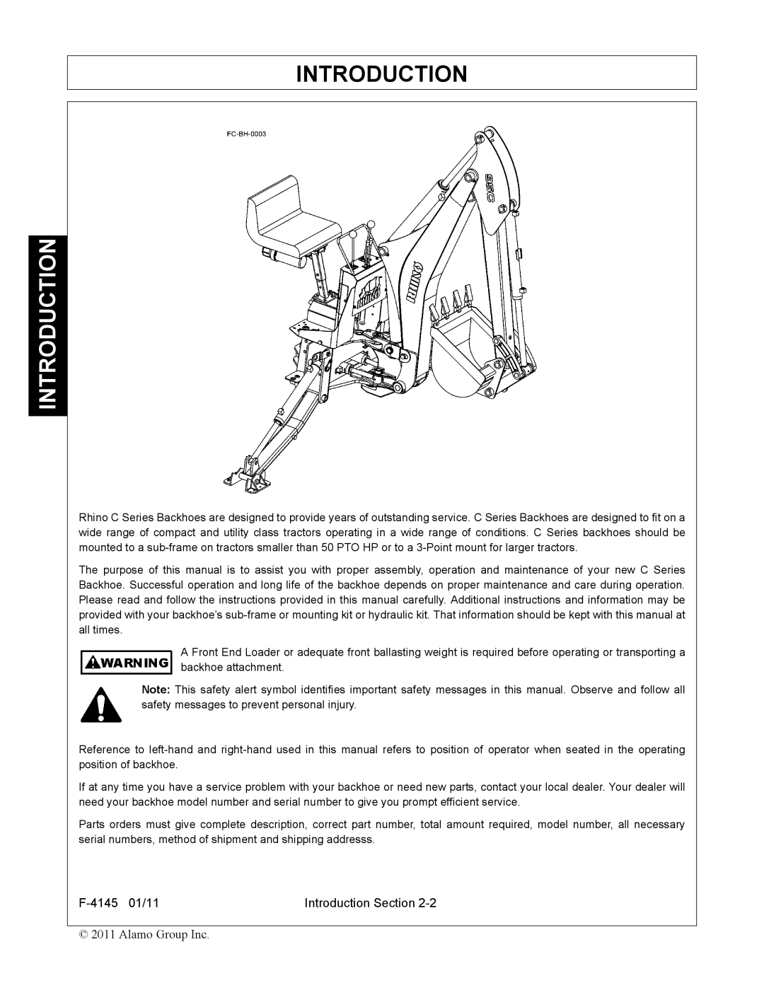 Alamo 95C manual Introduction 