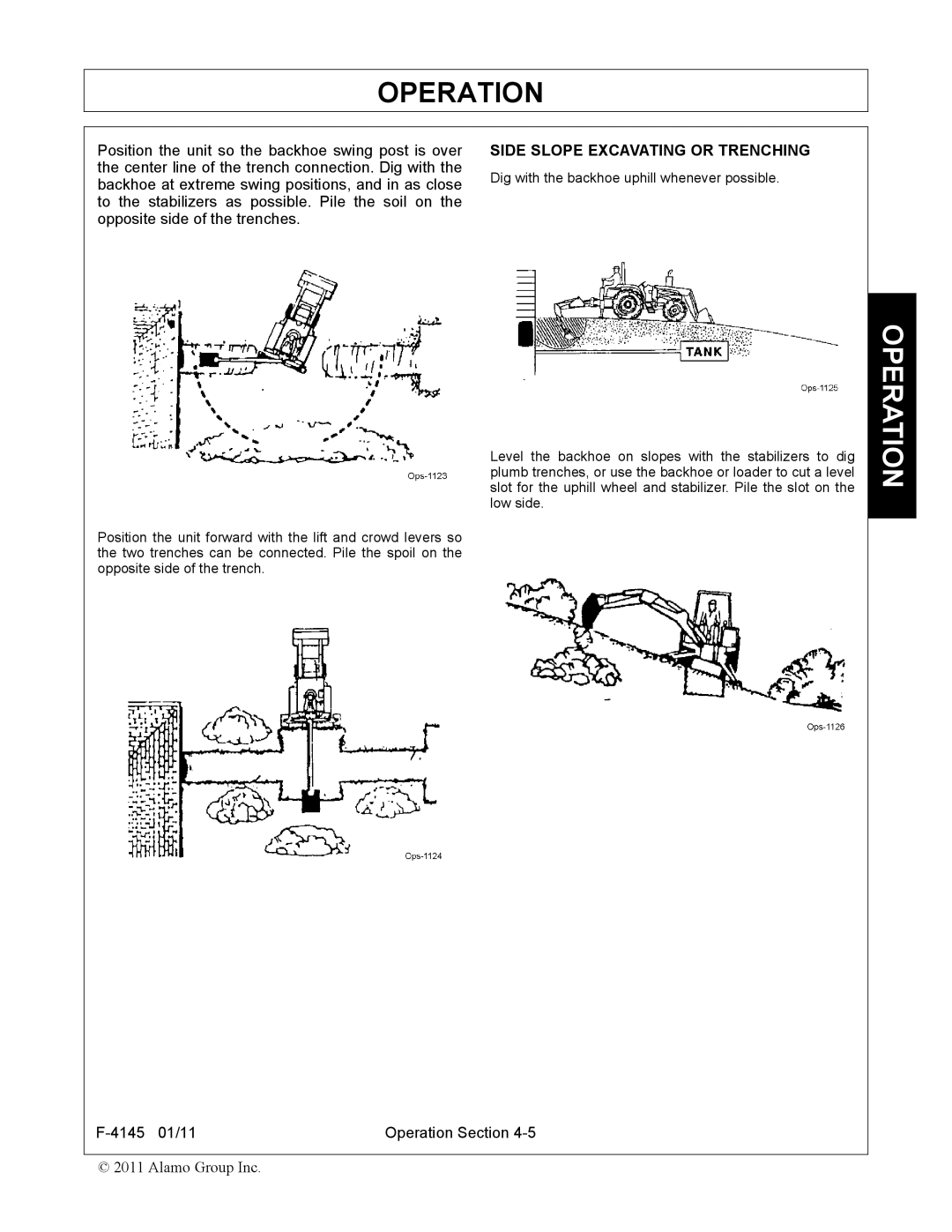 Alamo 95C manual Side Slope Excavating or Trenching 