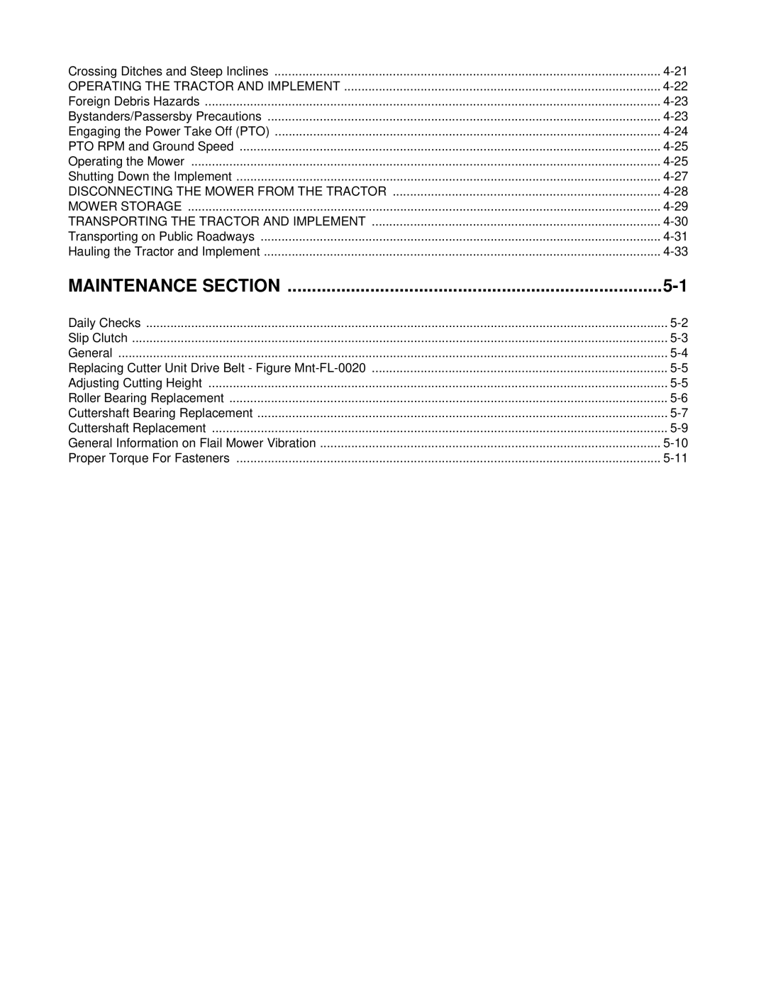 Alamo 96, 88 manual Maintenance Section, Operating the Tractor and Implement 