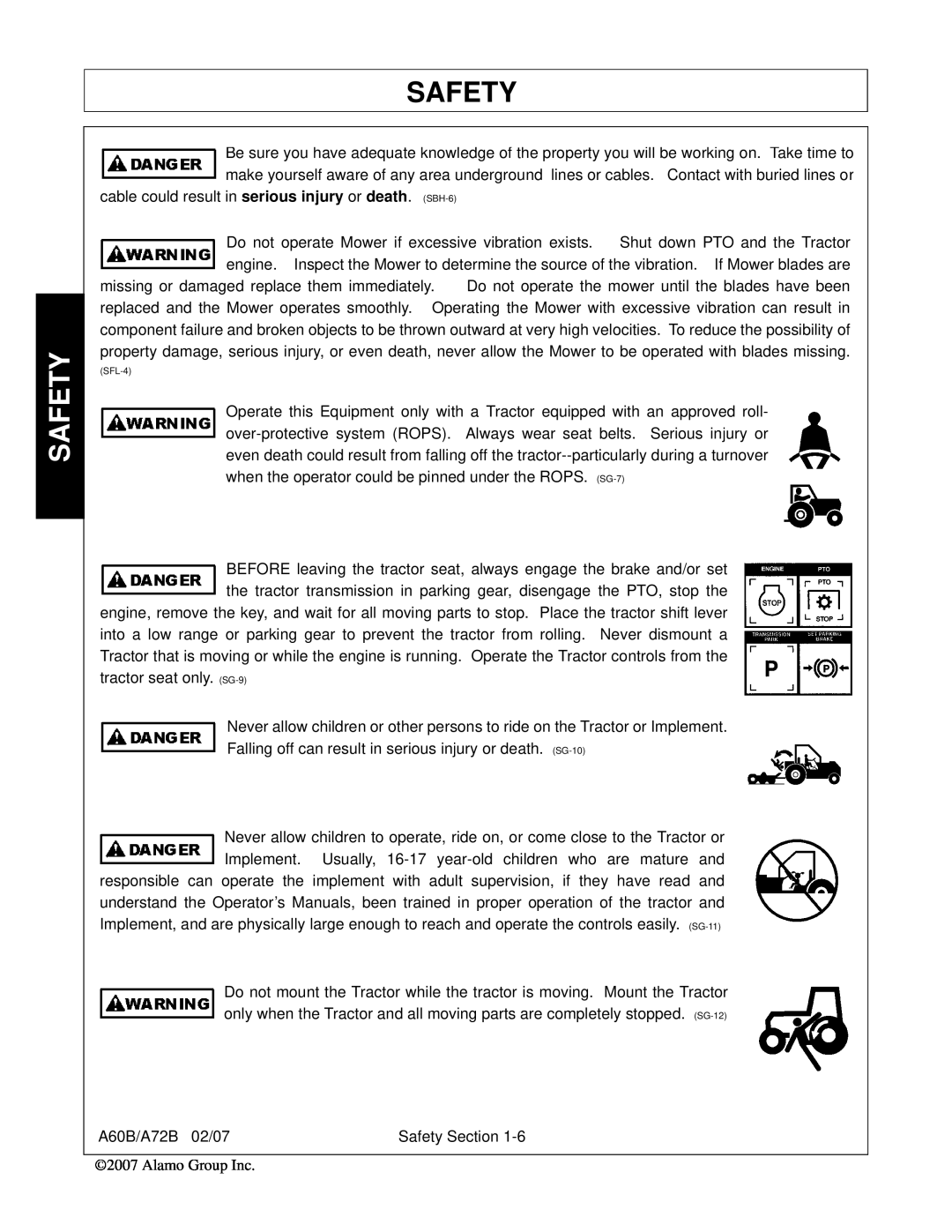 Alamo A60B, A72B, 00759354C manual Safety, SFL-4 