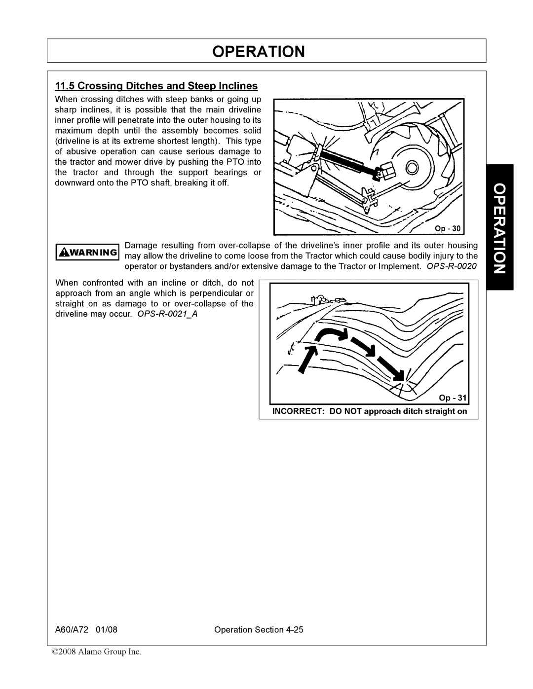 Alamo A60, A72 manual Crossing Ditches and Steep Inclines 