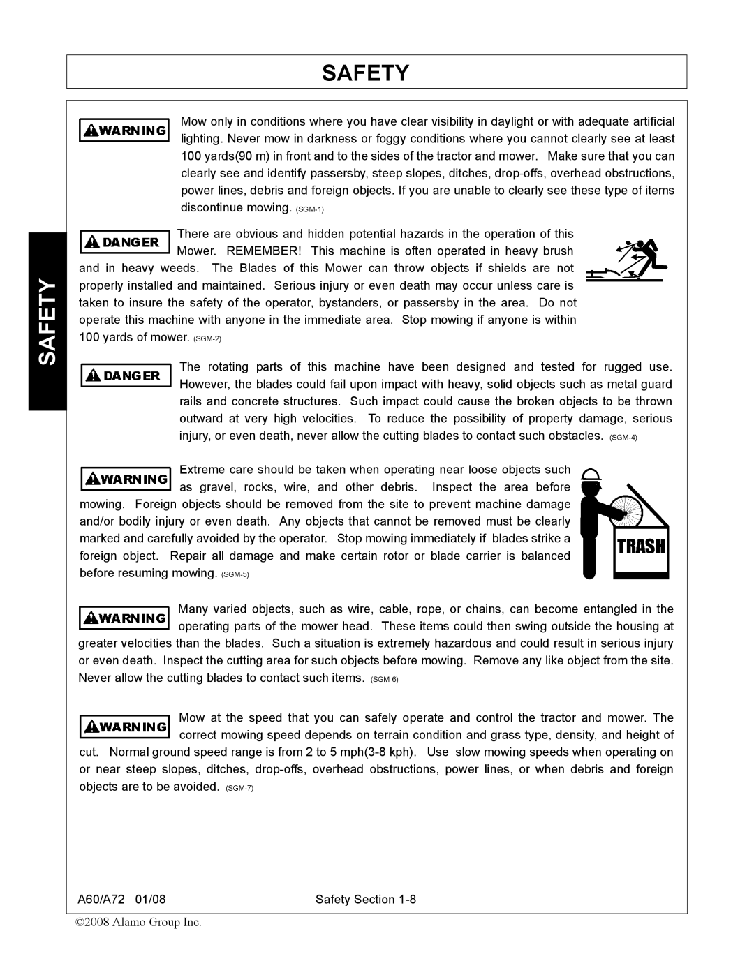 Alamo A72, A60 manual Safety 