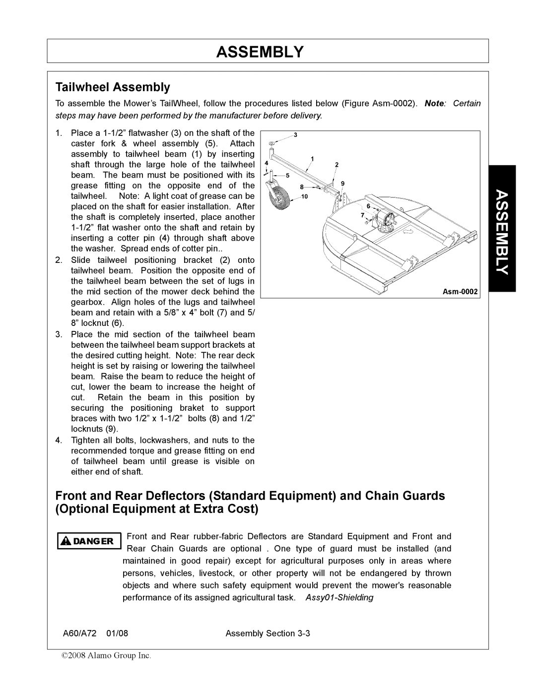 Alamo A60, A72 manual Tailwheel Assembly 