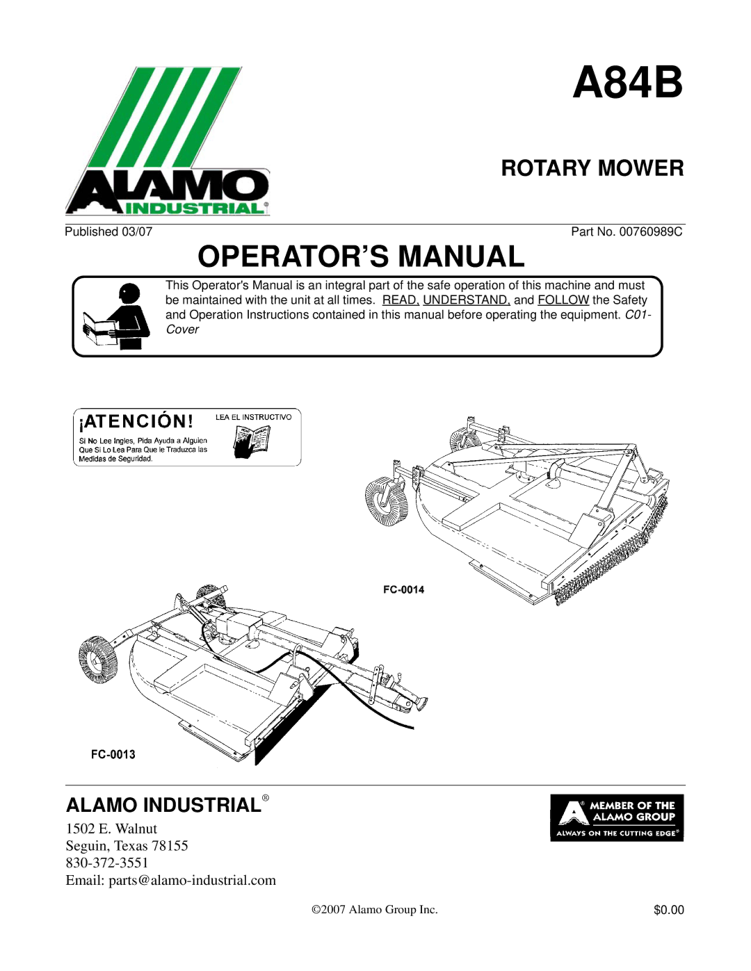 Alamo A84B manual 