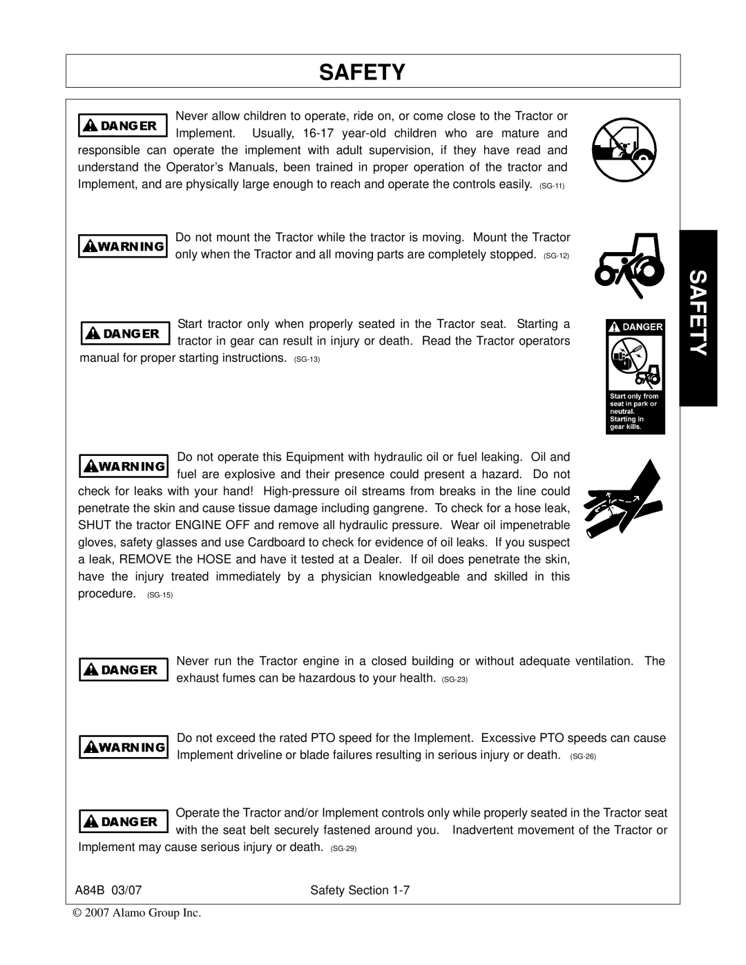 Alamo A84B manual Safety 