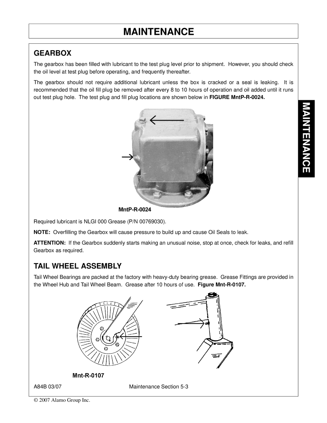 Alamo A84B manual Gearbox, Tail Wheel Assembly 