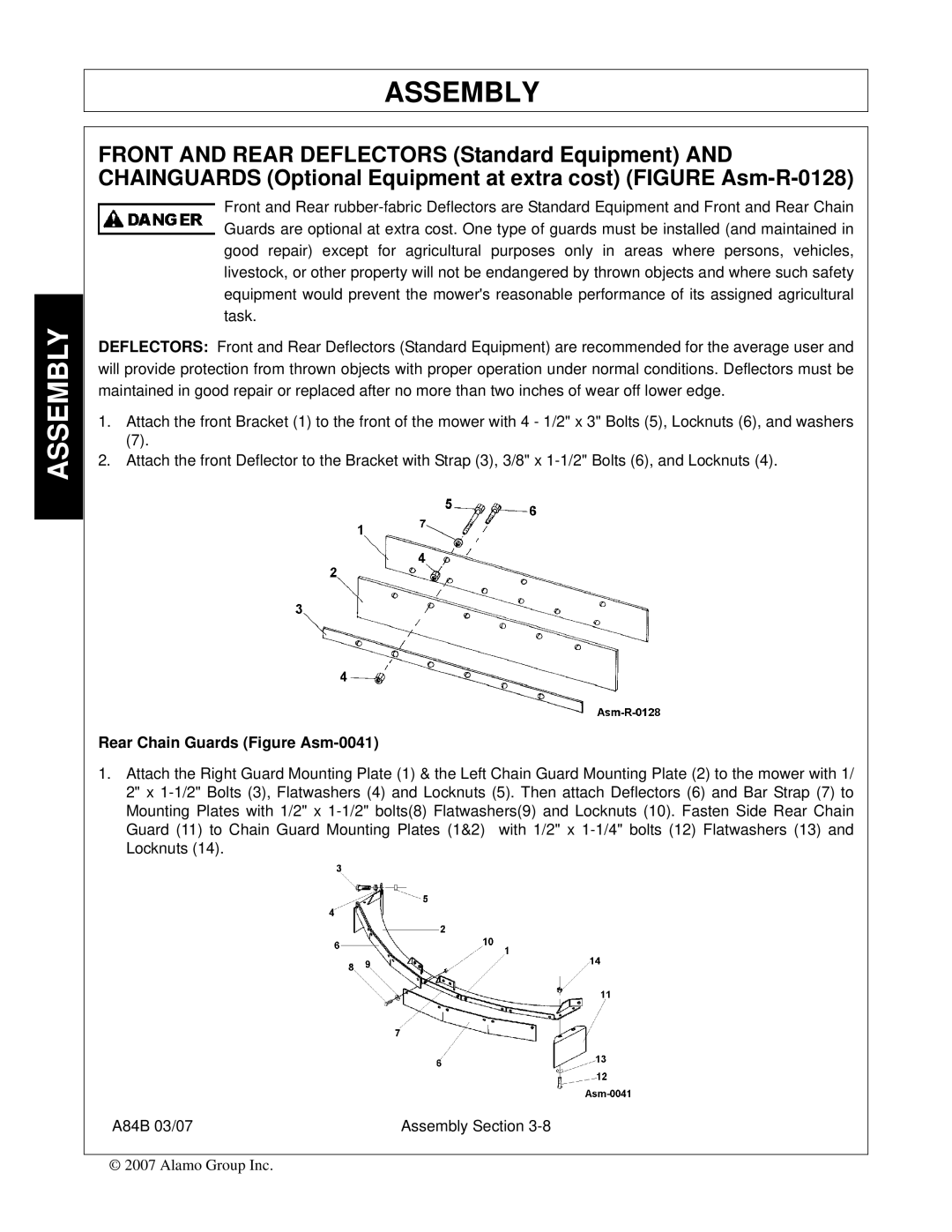 Alamo A84B manual Rear Chain Guards Figure Asm-0041 