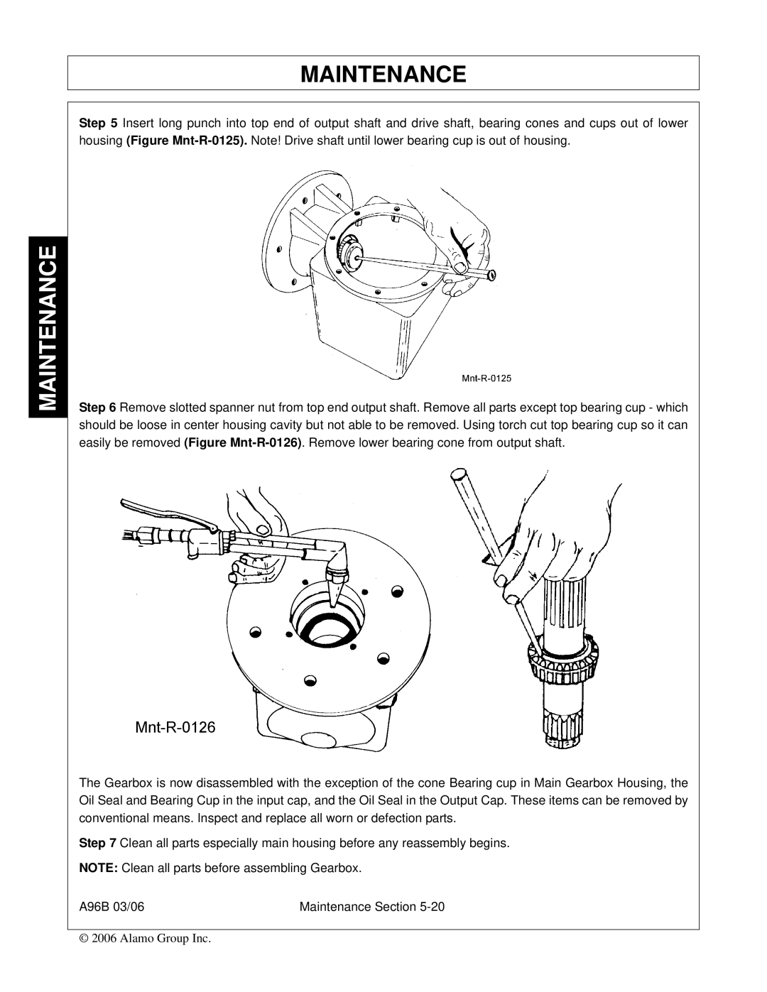 Alamo FC-0016, A96B, FC-0015, 00761808C manual Maintenance 