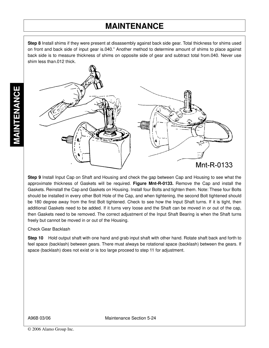 Alamo FC-0016, A96B, FC-0015, 00761808C manual Maintenance 