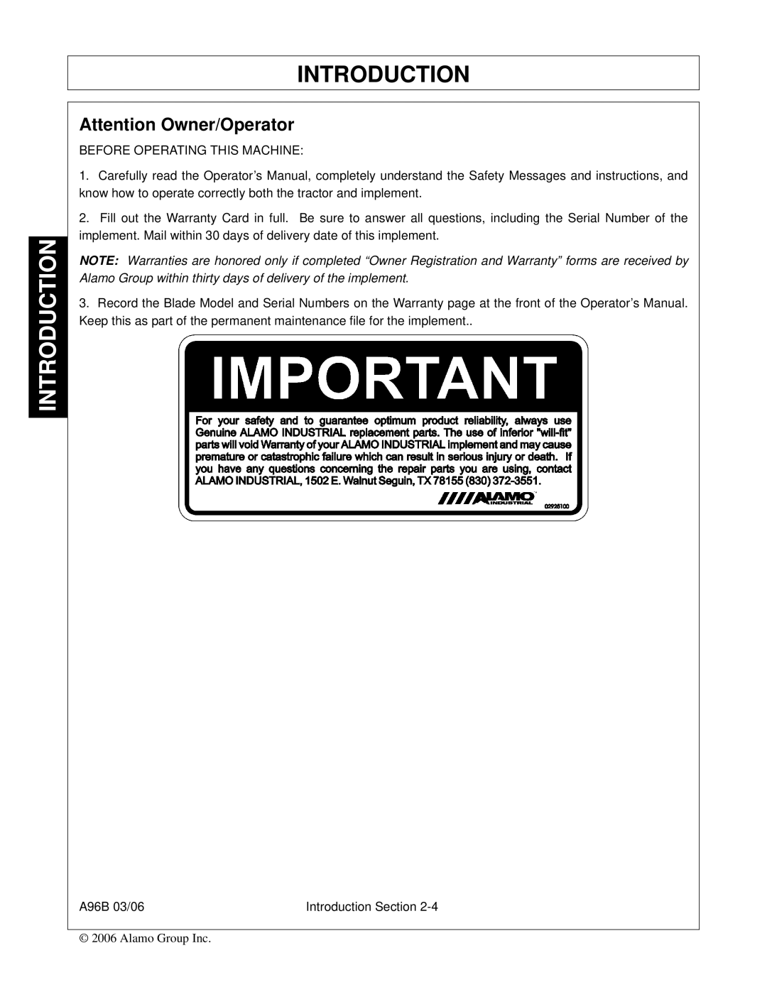 Alamo A96B, FC-0015, FC-0016, 00761808C manual Before Operating this Machine 