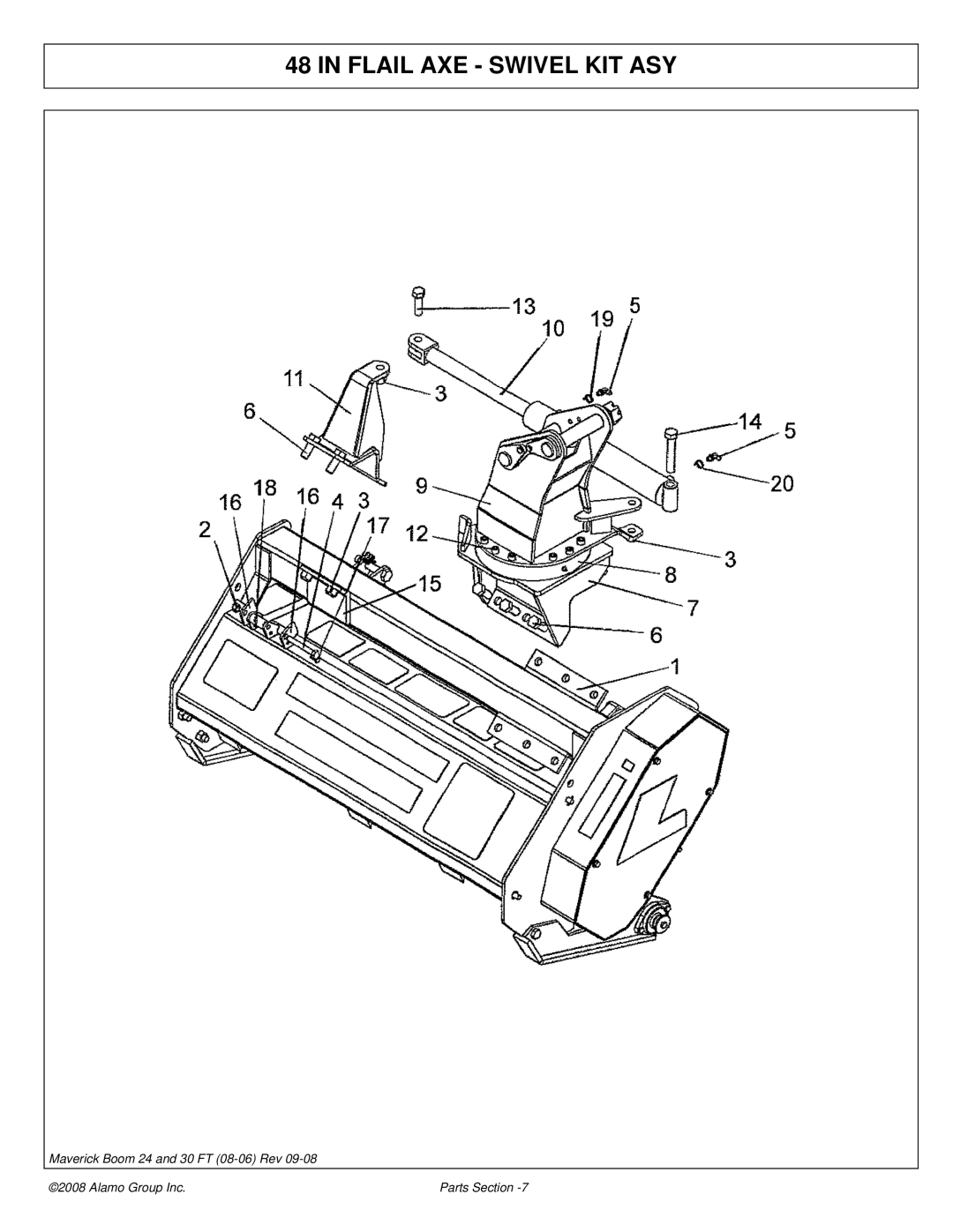 Alamo Boom Arm Mower manual Flail AXE Swivel KIT ASY 
