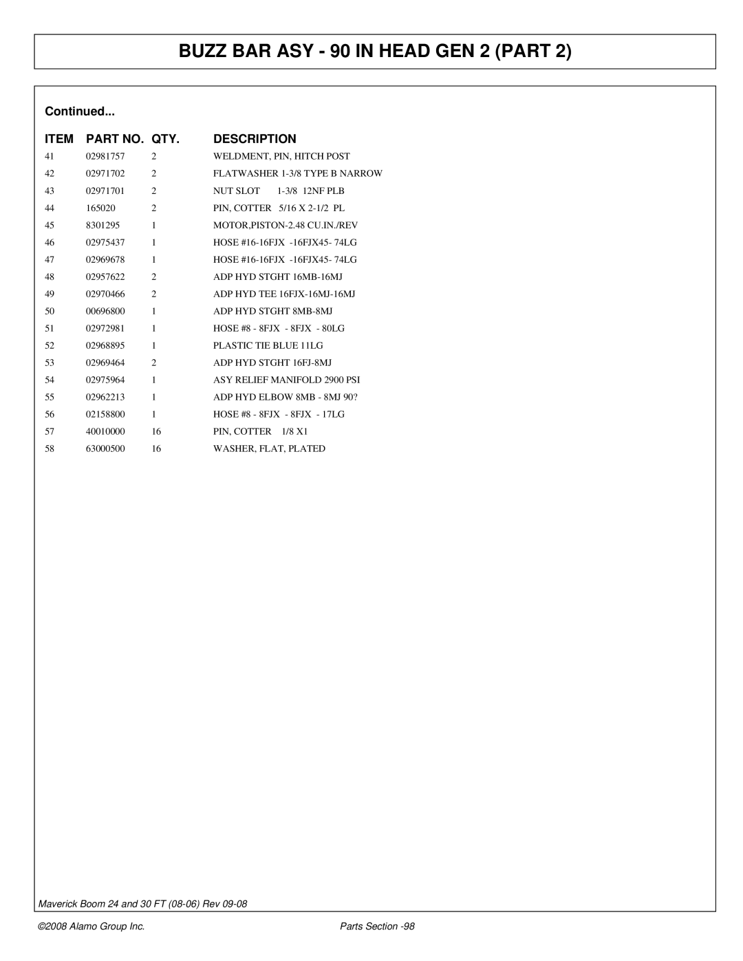 Alamo Boom Arm Mower manual Hose #16-16FJX -16FJX45- 74LG 02969678 02957622 