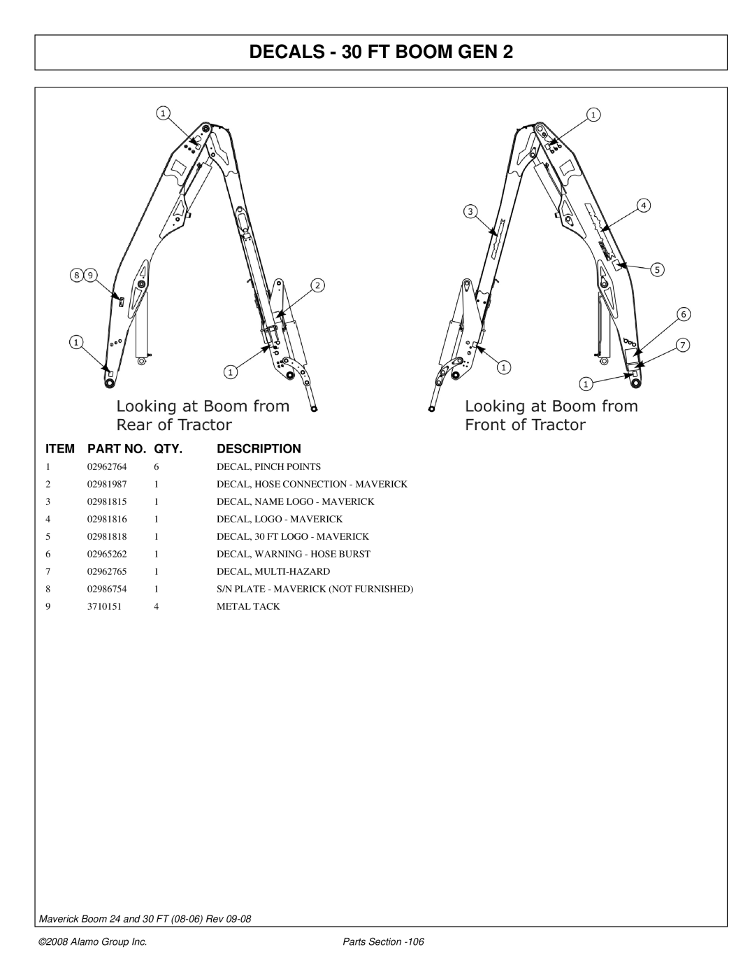 Alamo Boom Arm Mower manual 02986754 