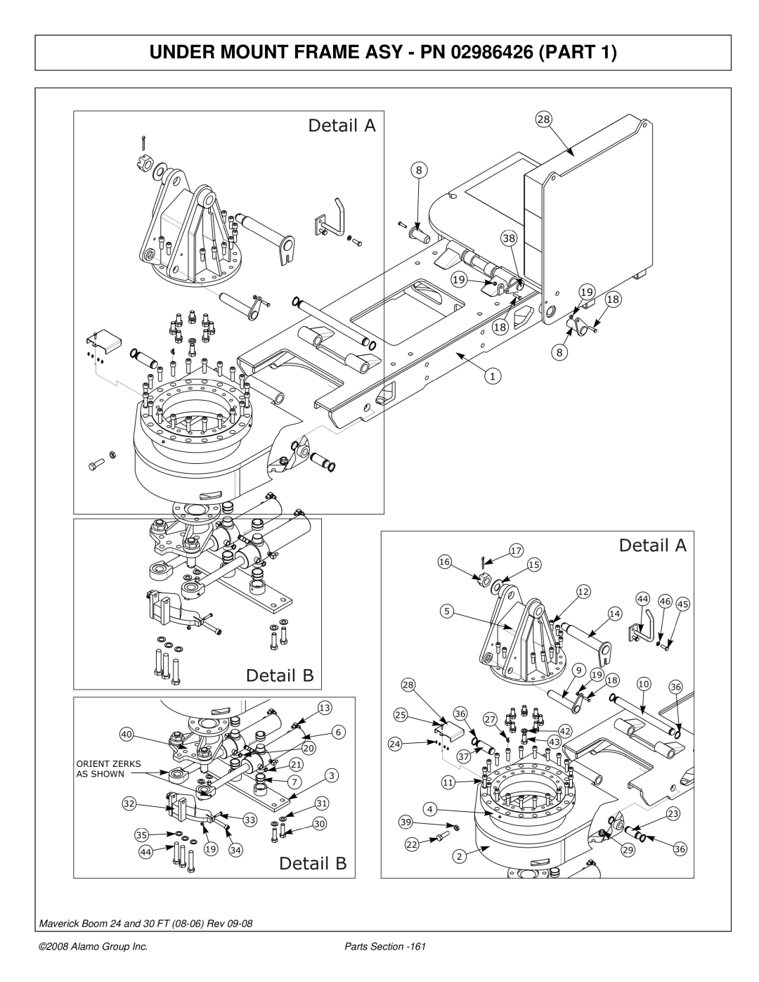 Alamo Boom Arm Mower manual Under Mount Frame ASY PN 02986426 Part 