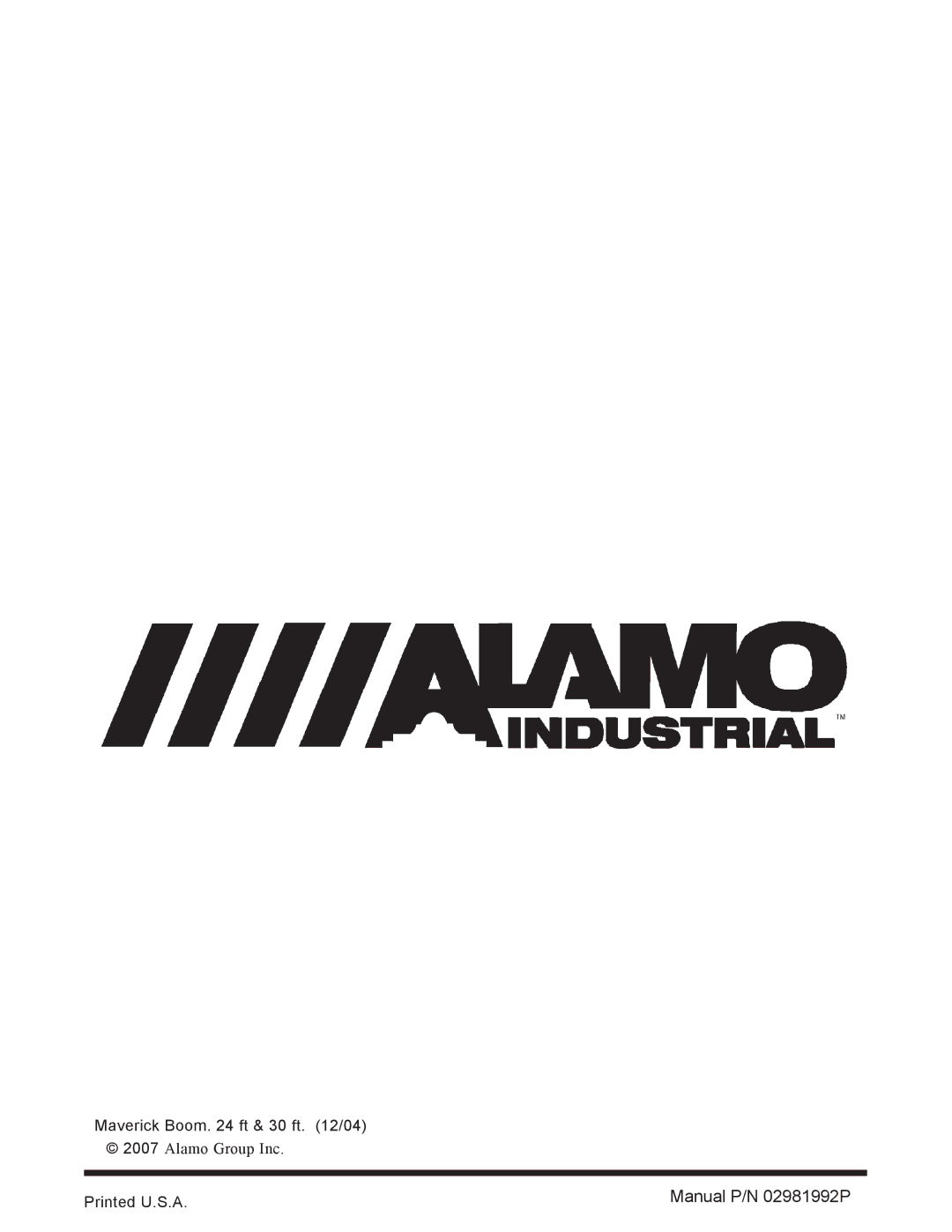 Alamo Boom Arm Mower manual Manual P/N 02981992P 