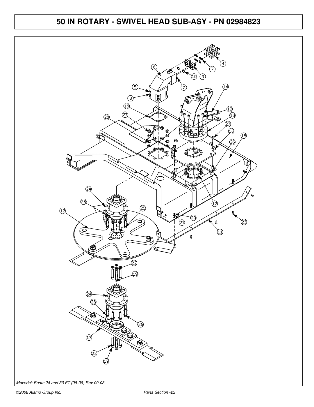 Alamo Boom Arm Mower manual Rotary Swivel Head SUB-ASY PN 